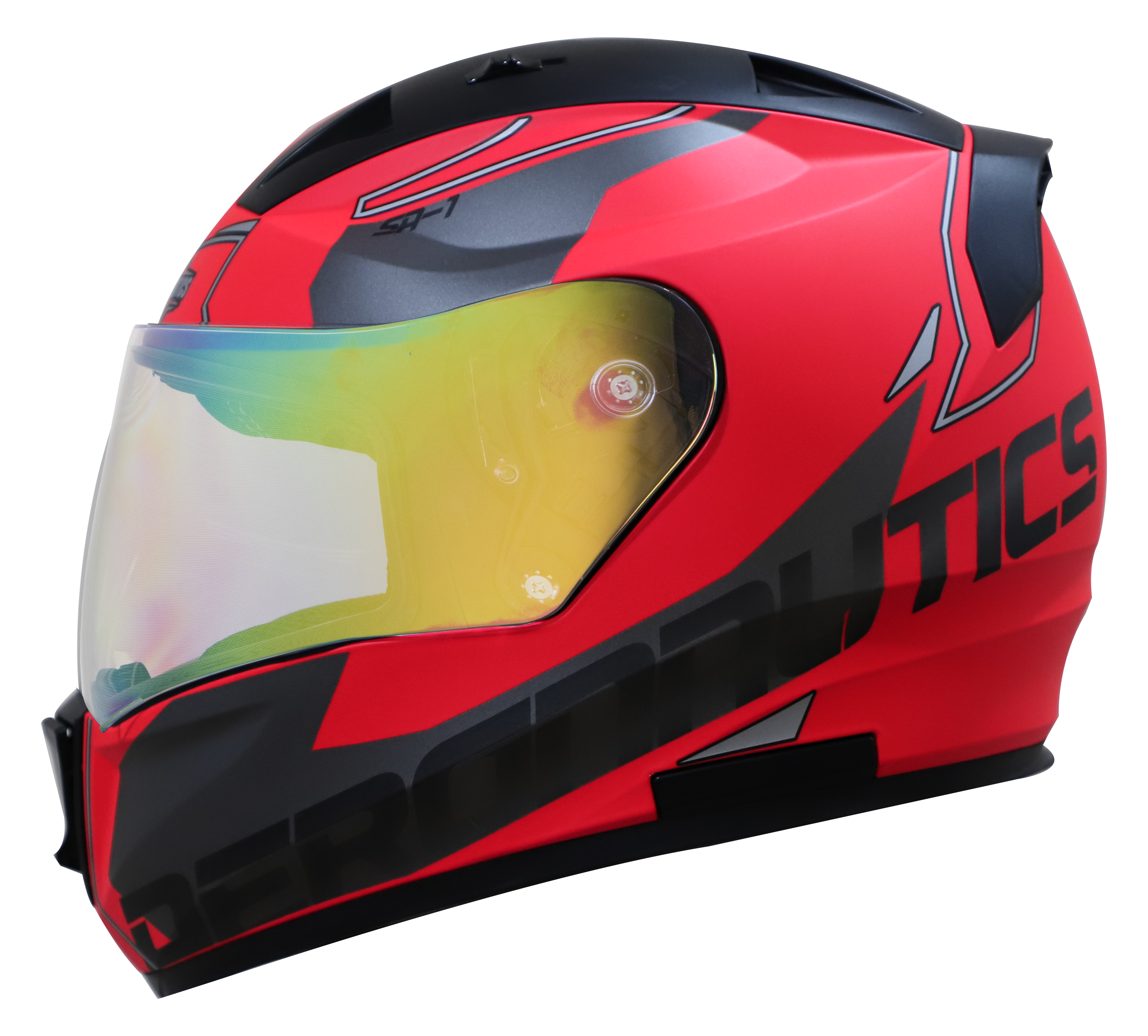 SA-1 RTW GLOSSY WATERMELON WITH WHITE (FITTED WITH CLEAR VISOR EXTRA NIGHT VISION GREEN VISOR FREE)