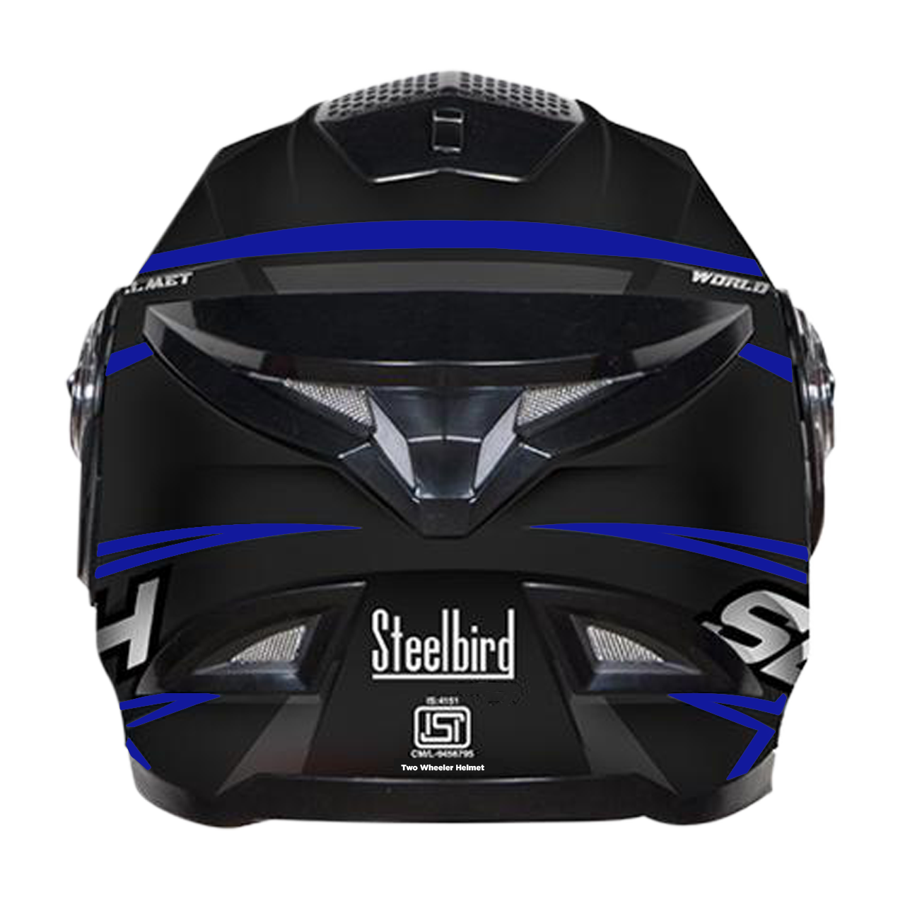 SBH-17 ROBOT ICE MAT BLACK WITH BLUE (WITH EXTRA CLEAR VISOR)