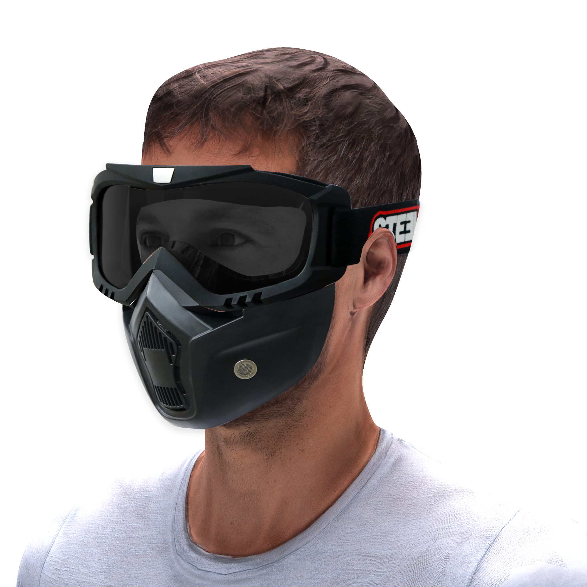 Steelbird 3 in 1 Unisex Face Shield Mask, Goggle (Smoke Glass)