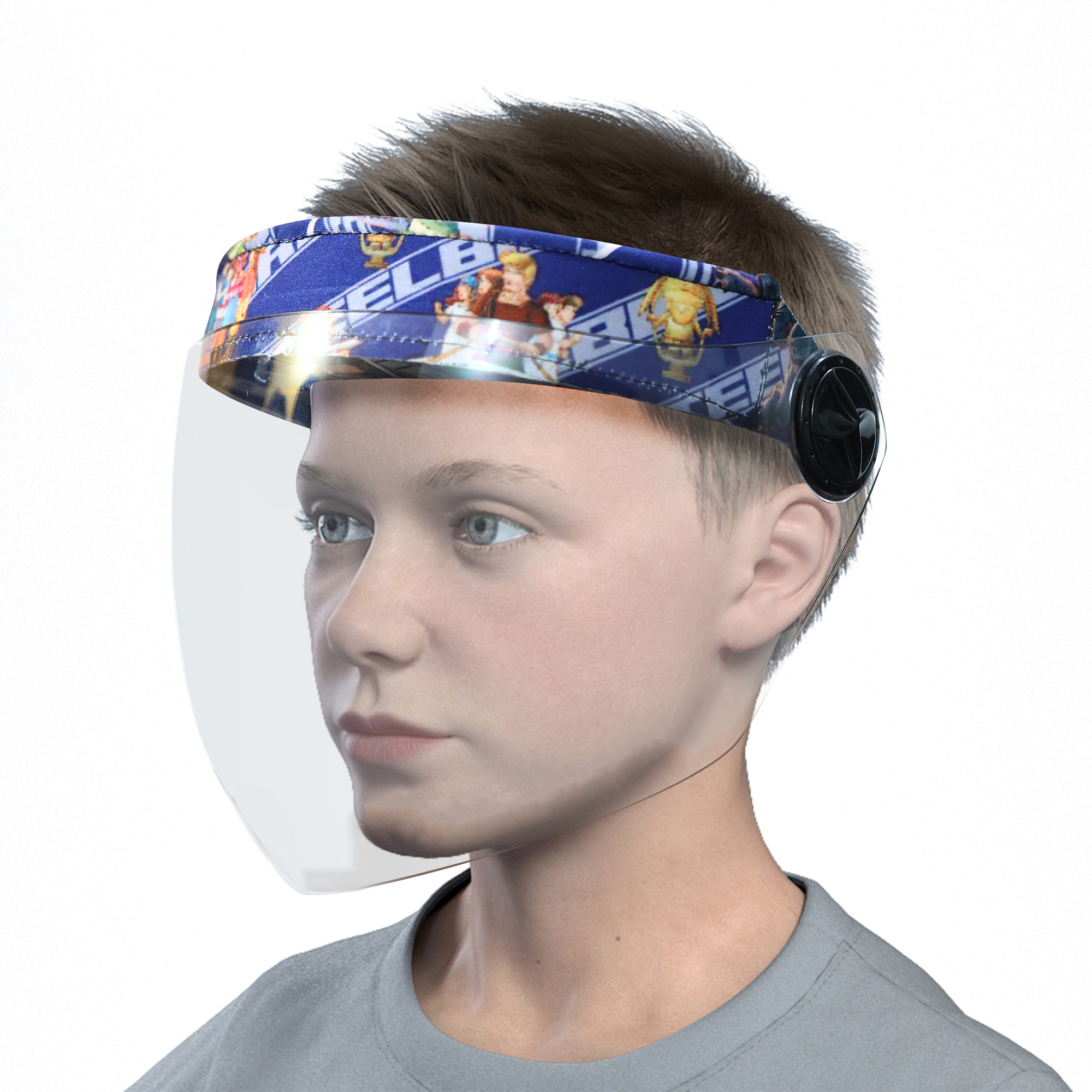 SBA-6 Kids Designer Static Face Shield Dashing Mix Blue