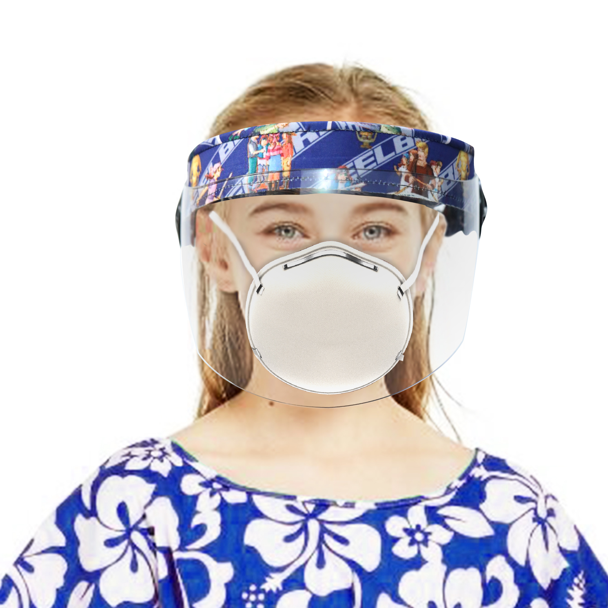 SBA-6 Kids Designer Static Face Shield Dashing Mix Blue