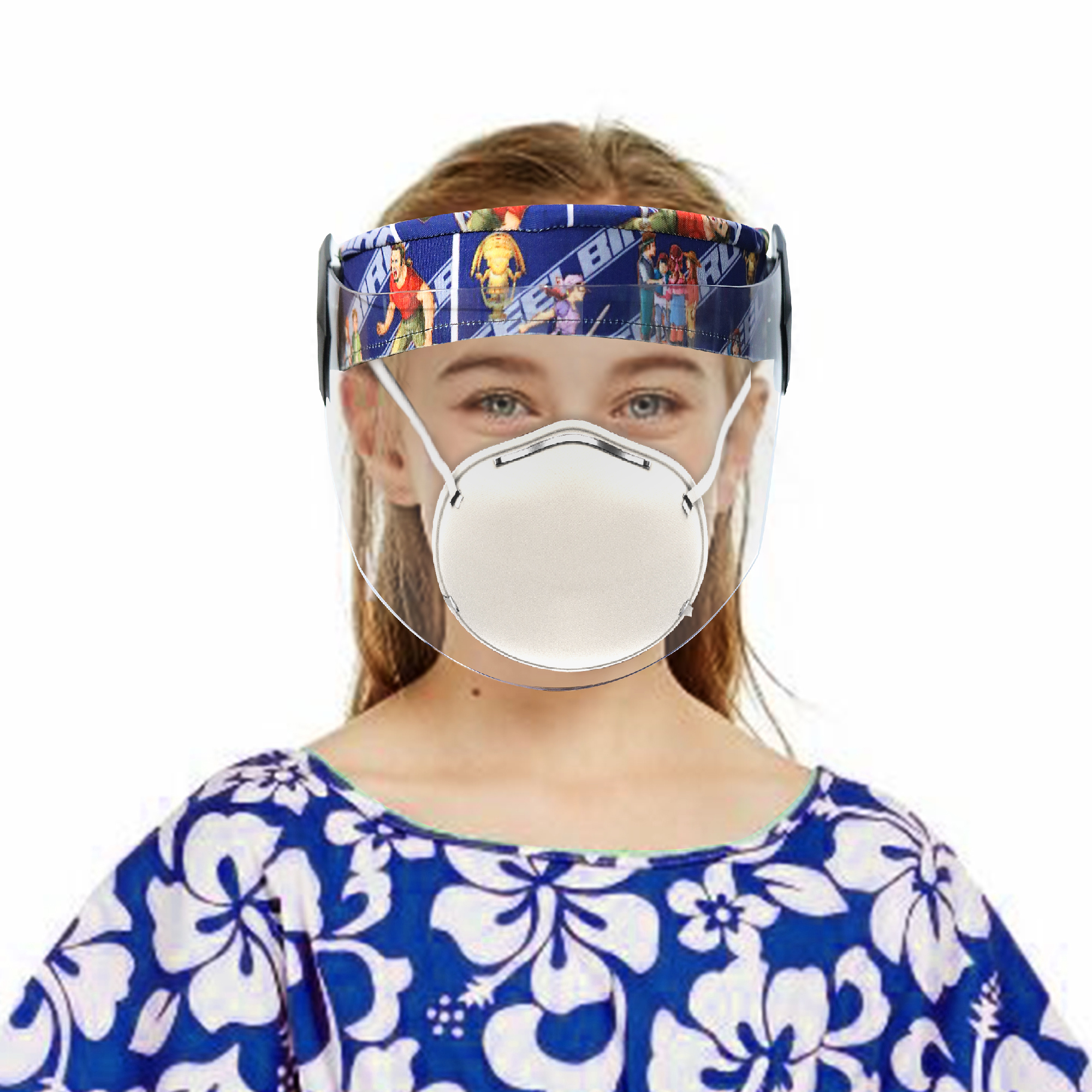 SBA-6 Kids Designer Flip Up Face Shield Mix Blue