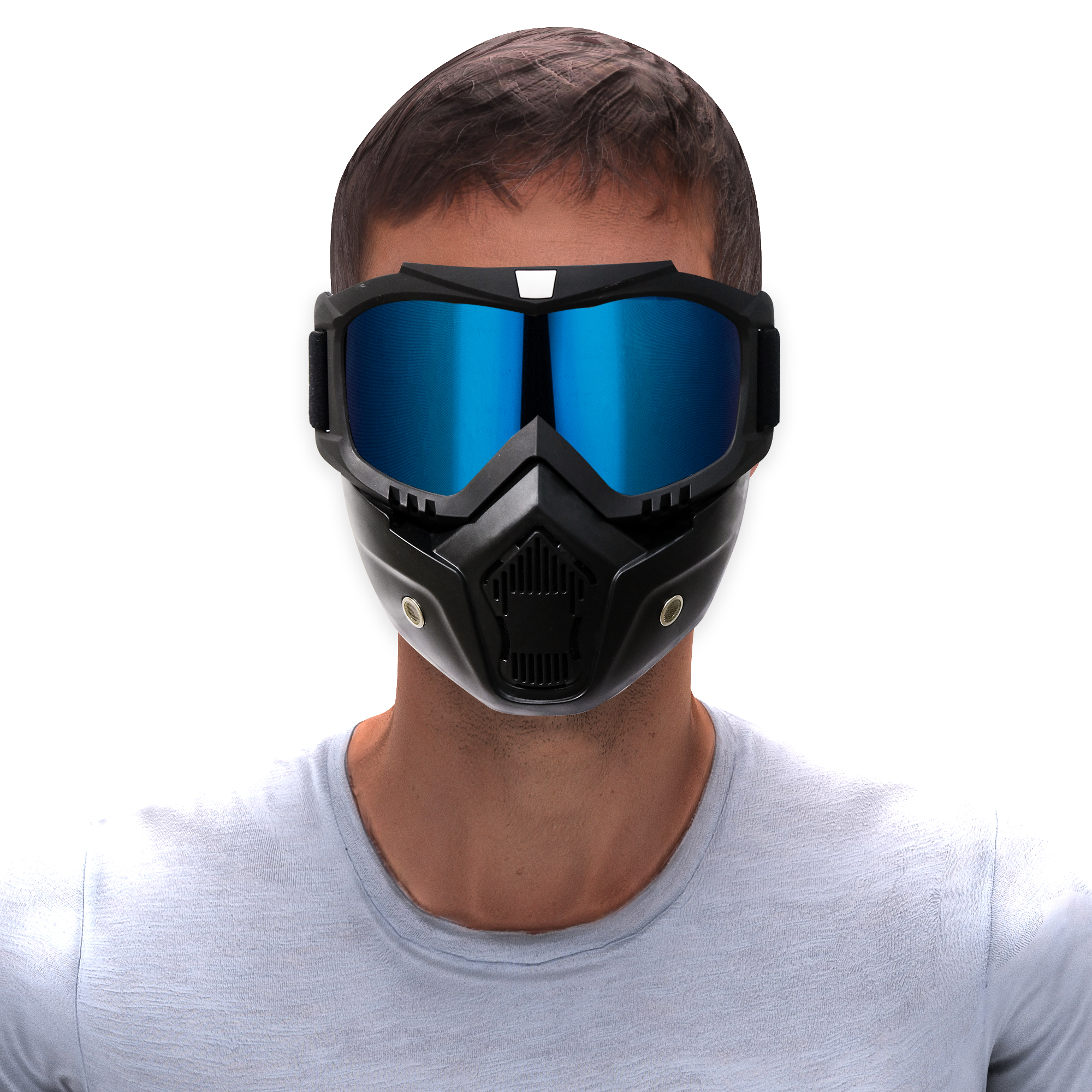Steelbird 3 In 1 Unisex Face Shield Mask, Goggle (Blue Glass)