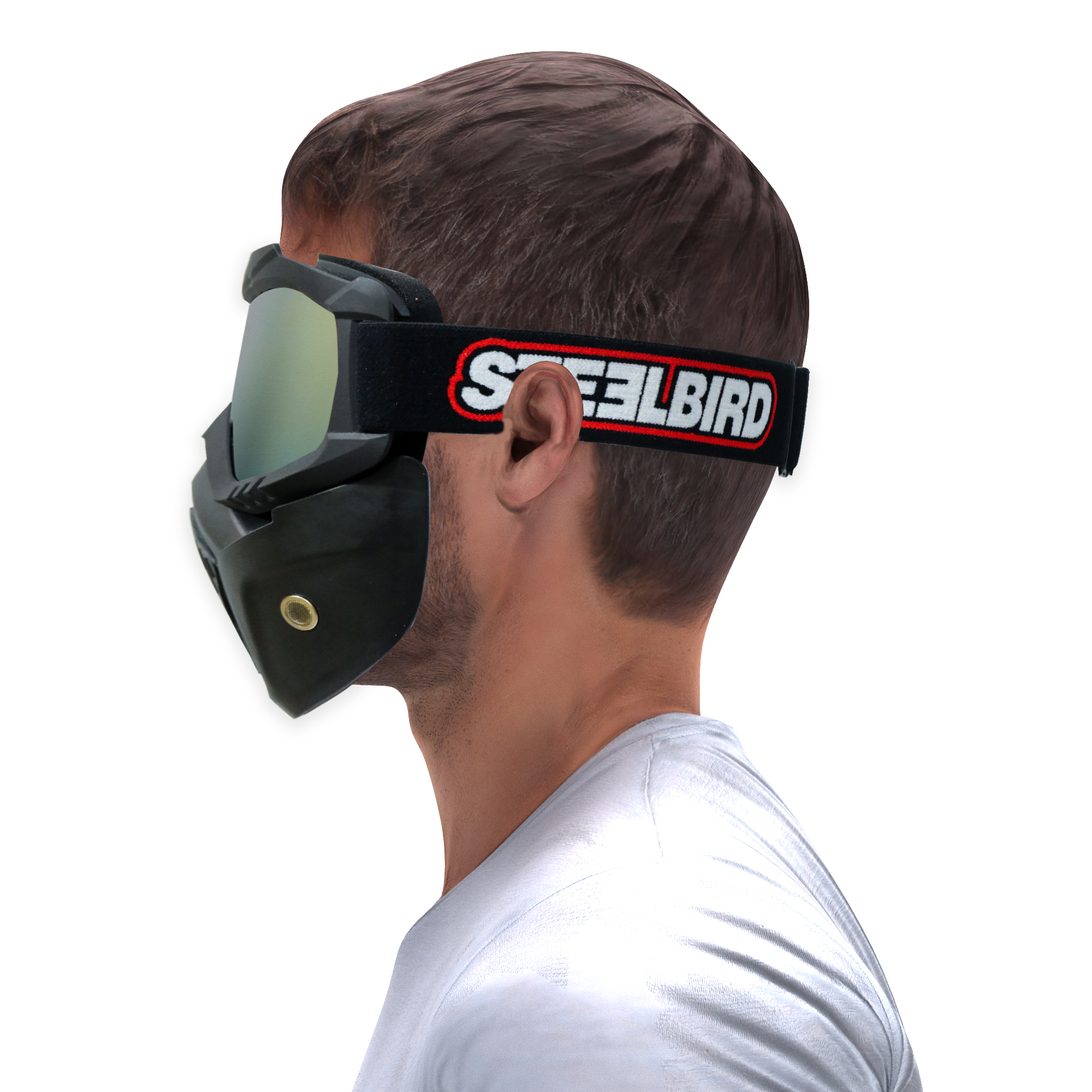 Steelbird 3 In 1 Unisex Face Shield Mask, Goggle (Golden Glass) 