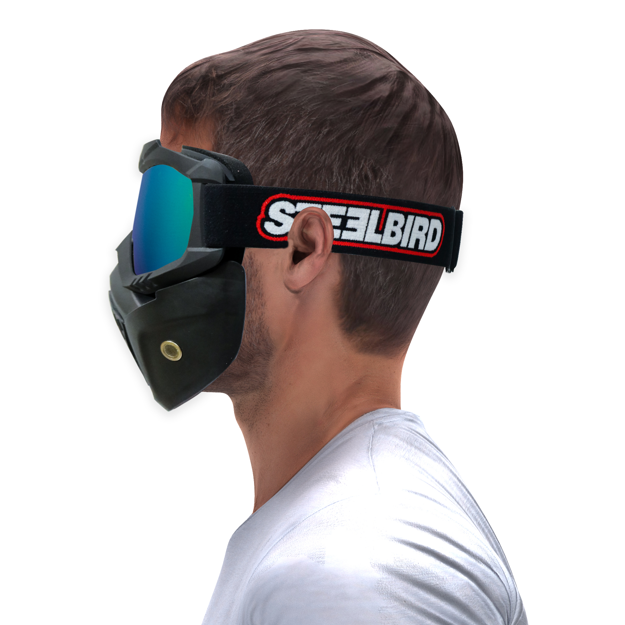 Steelbird 3 In 1 Unisex Face Shield Mask, Goggle (Rainbow Glass)