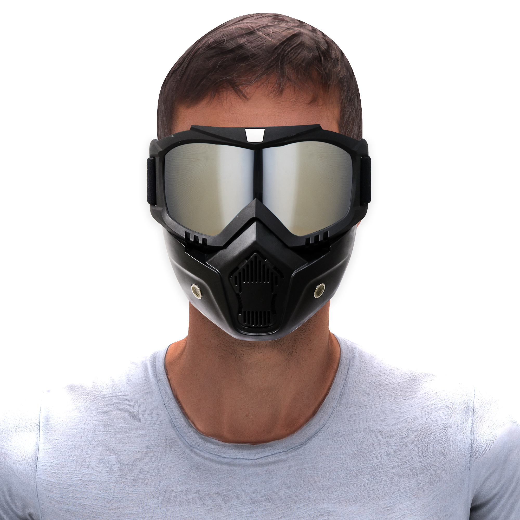 Steelbird 3 In 1 Unisex Face Shield Mask, Goggle (Silver Glass)