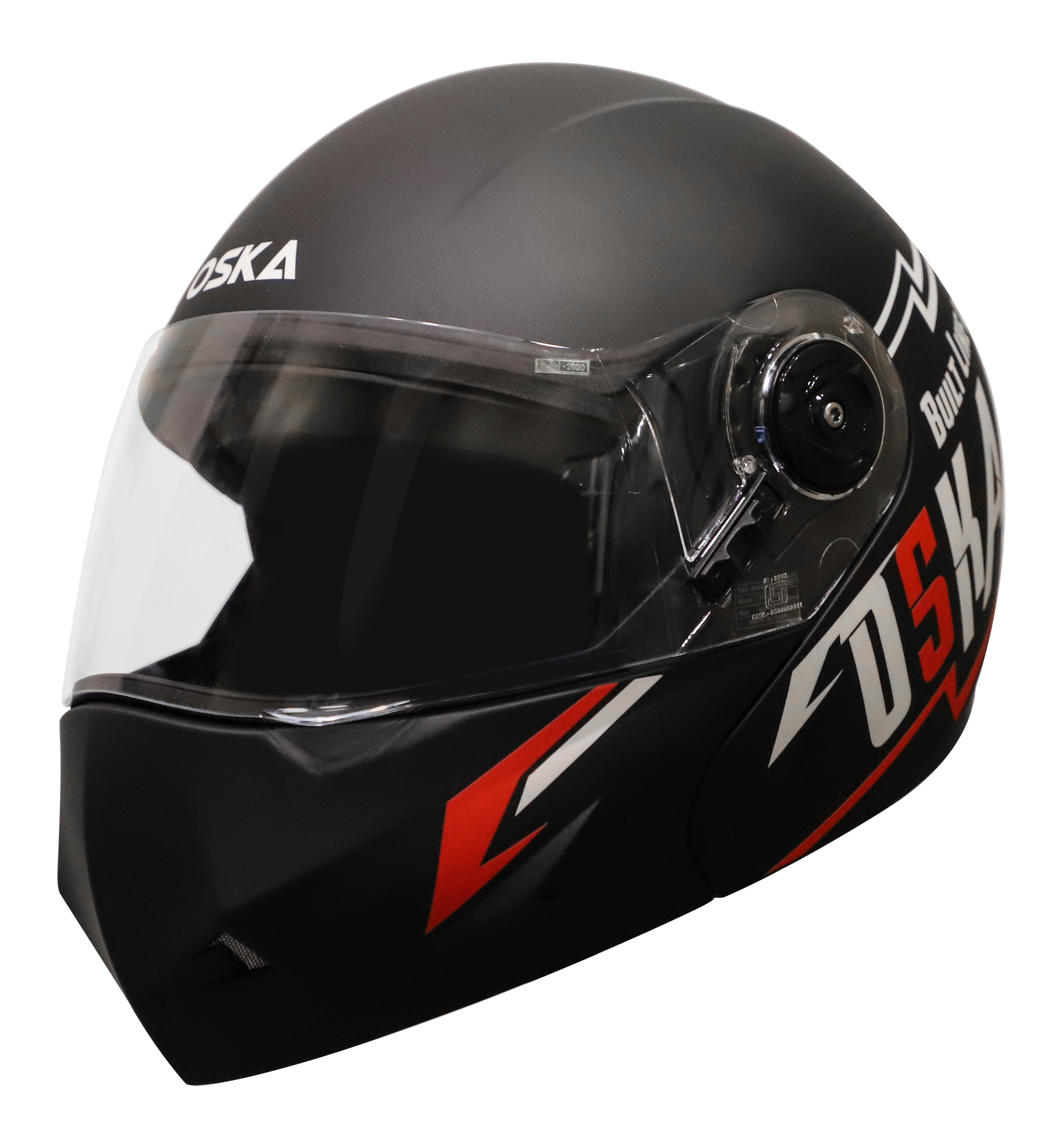 Steelbird SB-45 OSKA Flip Up Helmet With Reflective Graphics (Matt Black With Clear Visor)