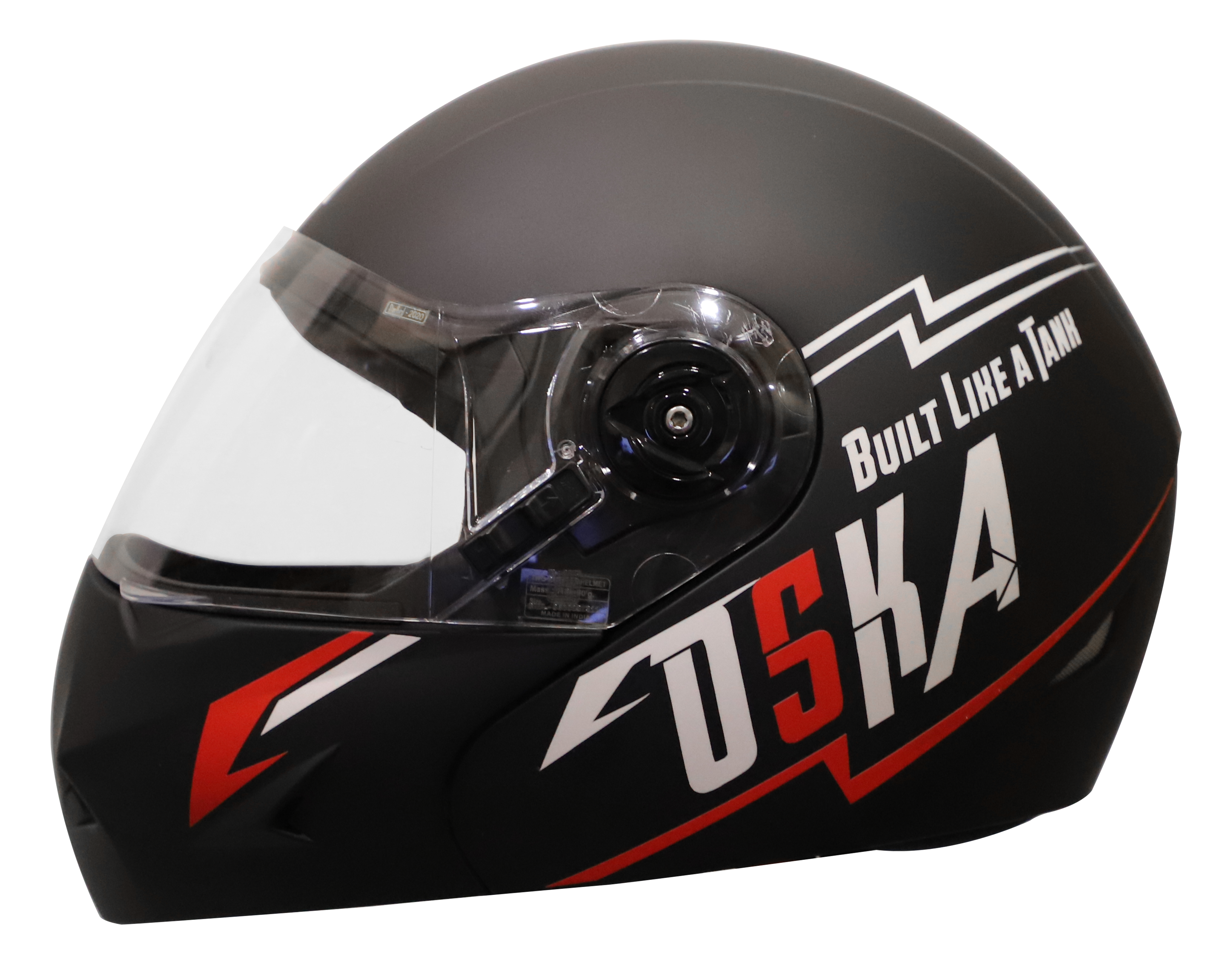 Steelbird SB-45 OSKA Flip Up Helmet With Reflective Graphics (Matt Black With Clear Visor)