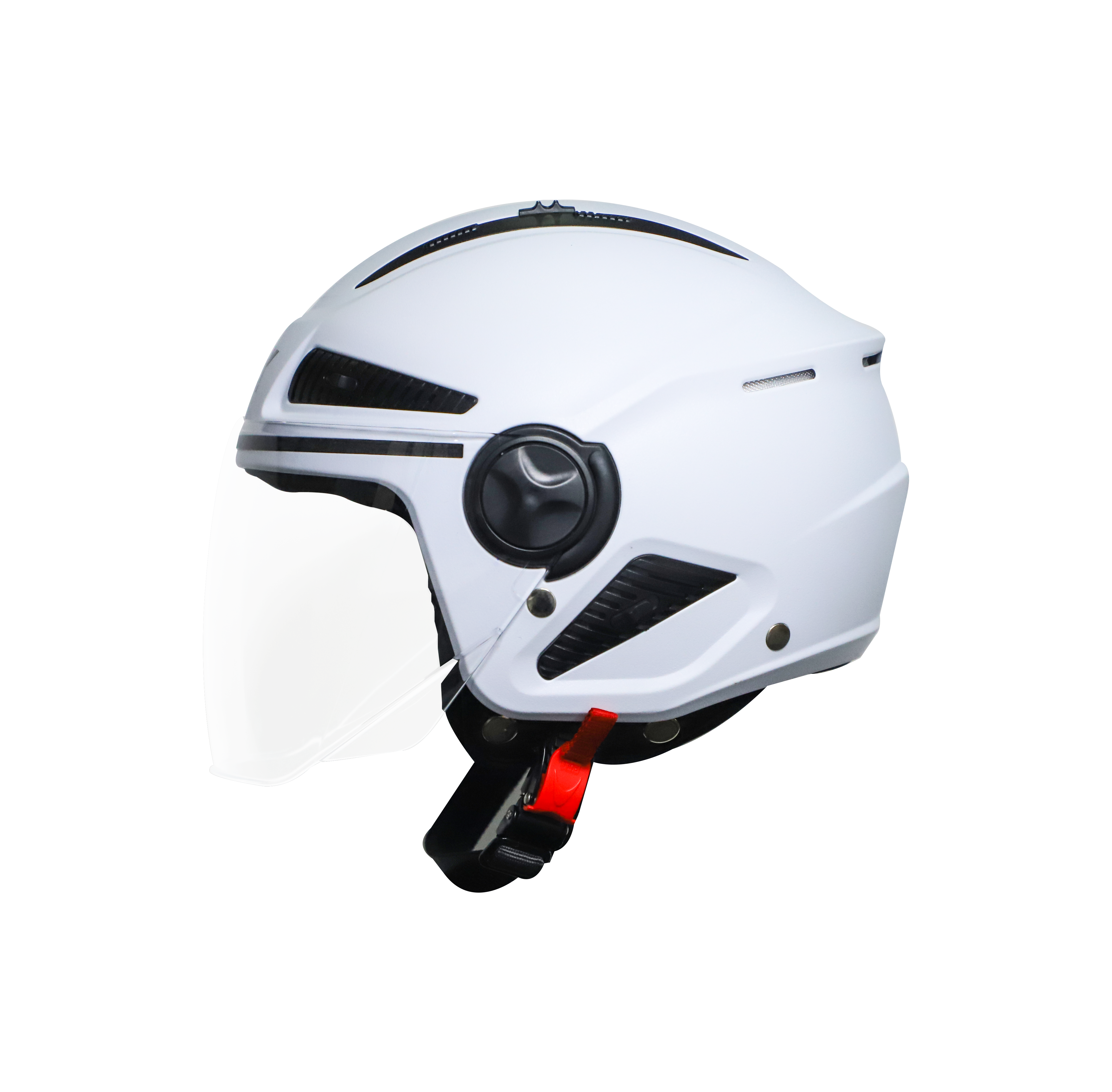 Steelbird SBH-24 Boxx Dashing ISI Certified Open Face Helmet For Men And Women (White With Clear Visor)