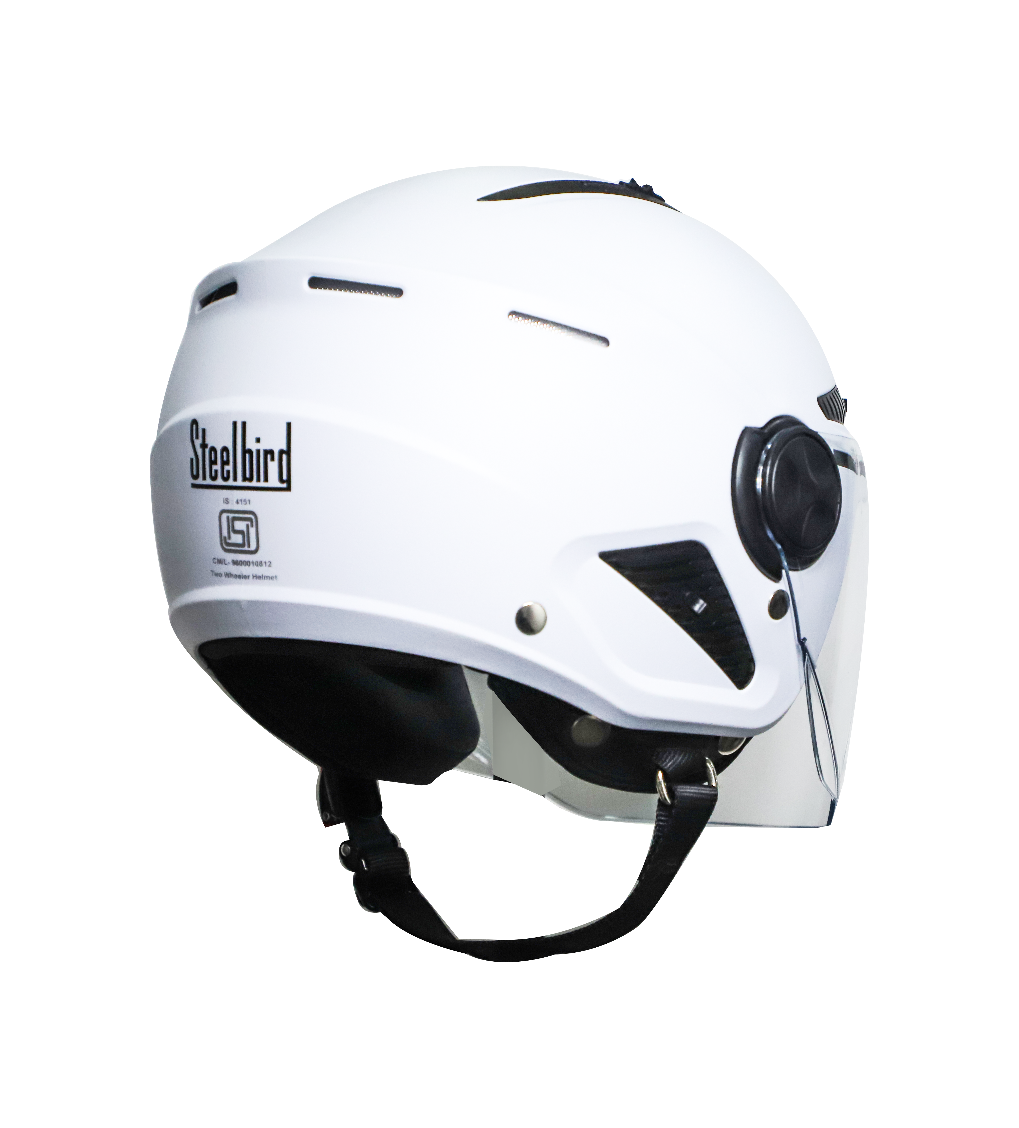 Steelbird SBH-24 Boxx Dashing ISI Certified Open Face Helmet For Men And Women (White With Clear Visor)