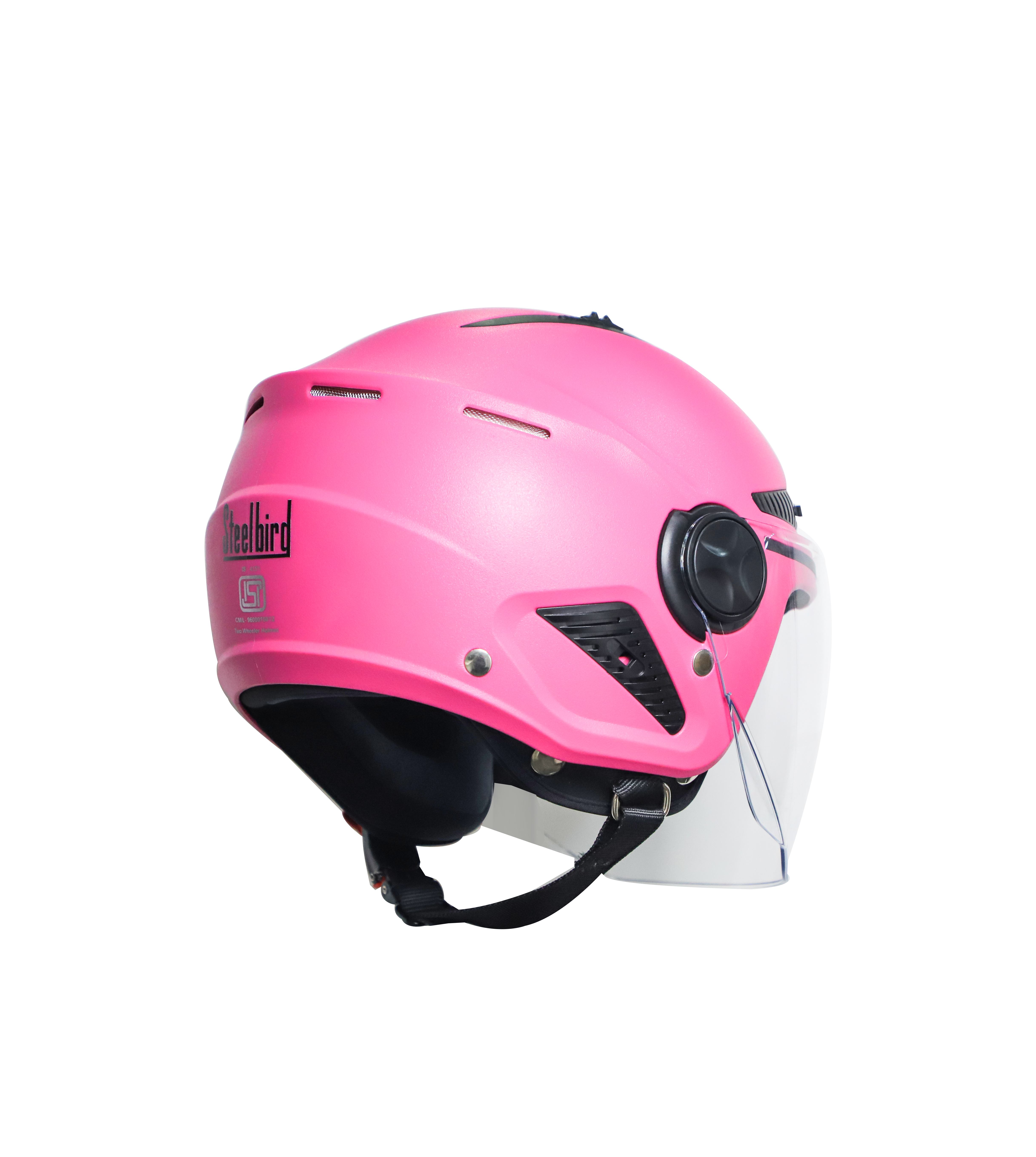 Steelbird SBH-24 Boxx Dashing ISI Certified Open Face Helmet For Men And Women (Pink With Clear Visor)
