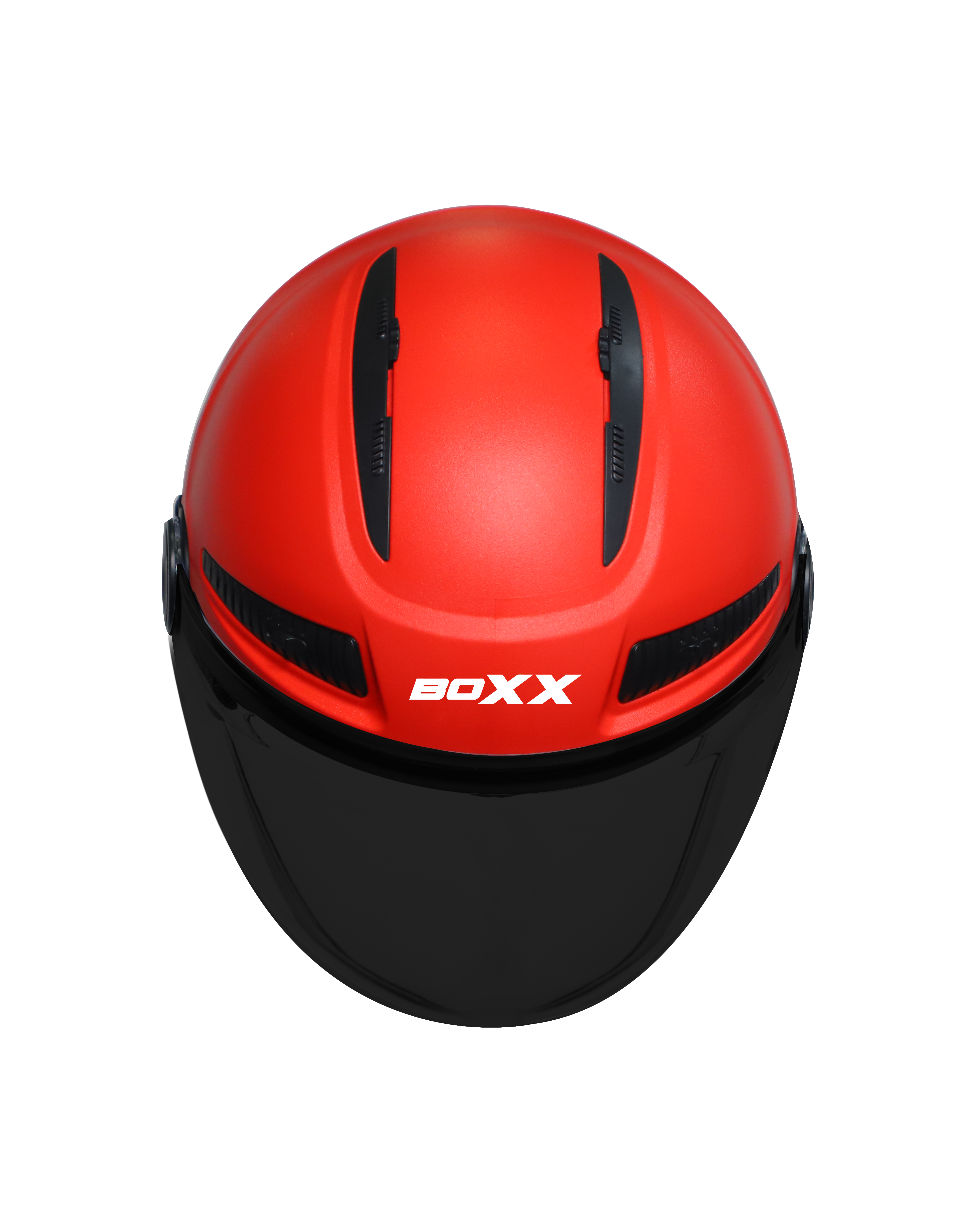 Steelbird SBH-24 Boxx Dashing ISI Certified Open Face Helmet For Men And Women (Red With Smoke Visor)