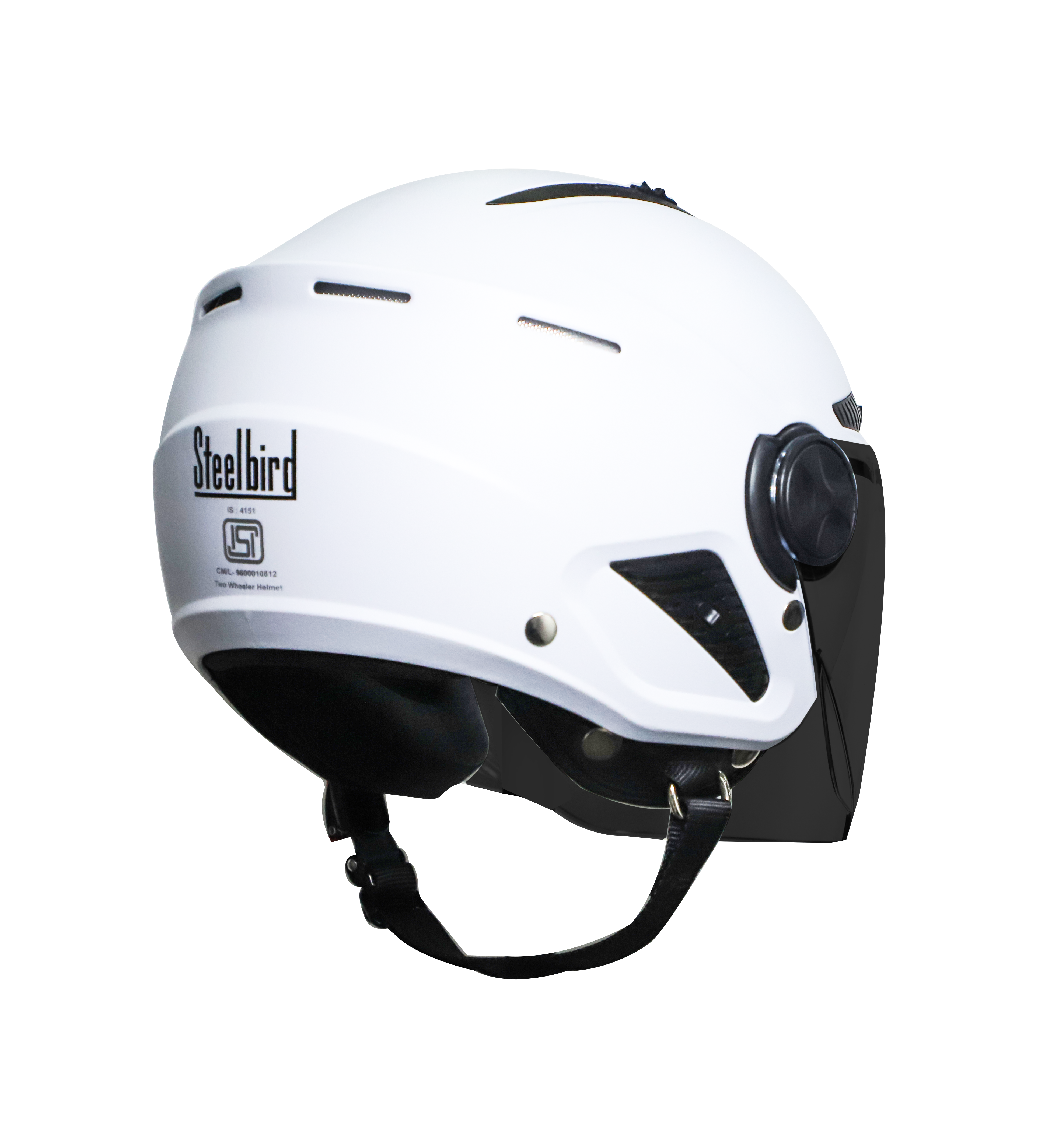 Steelbird SBH-24 Boxx Dashing ISI Certified Open Face Helmet For Men And Women (White With Smoke Visor)