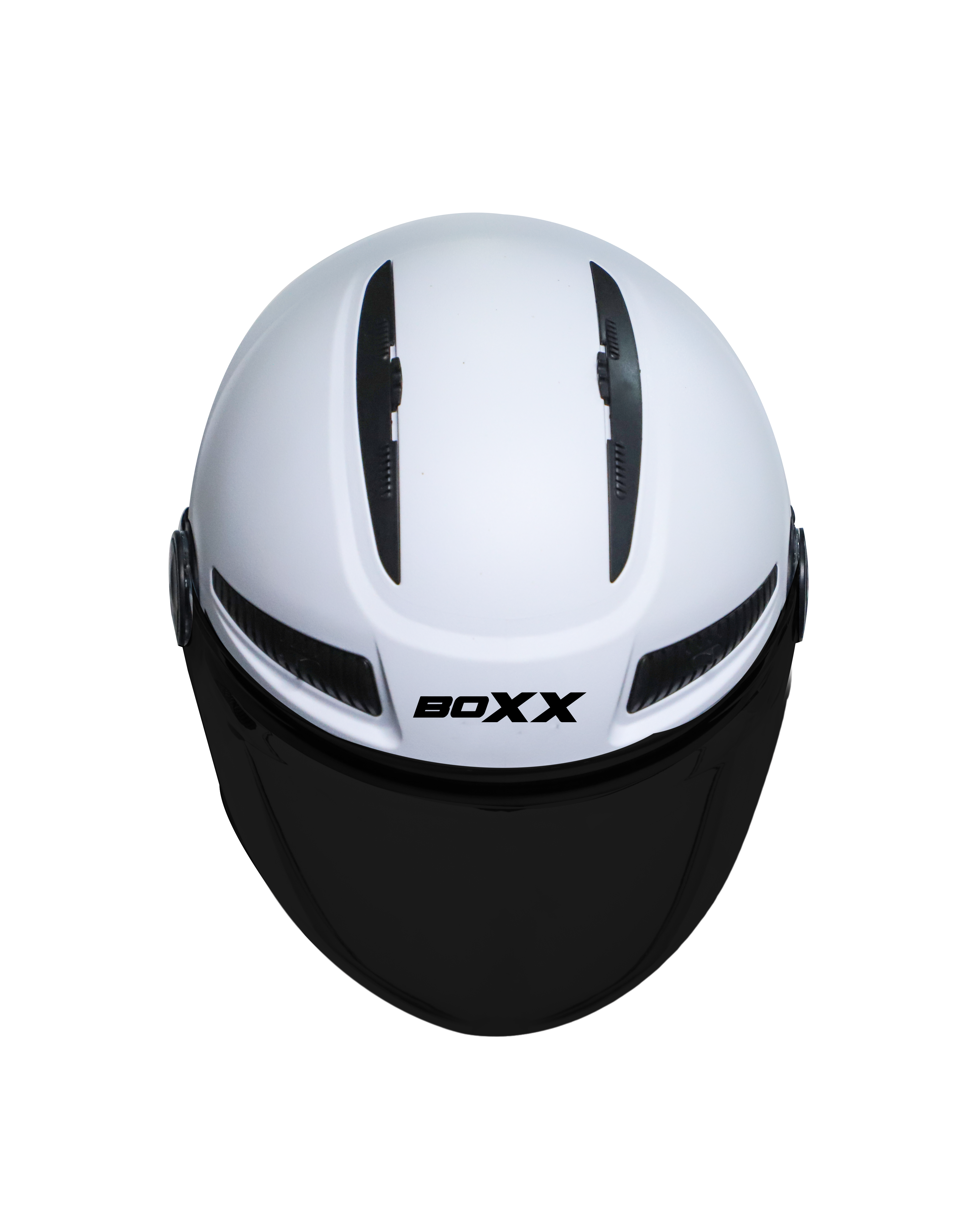 Steelbird SBH-24 Boxx Dashing ISI Certified Open Face Helmet For Men And Women (White With Smoke Visor)