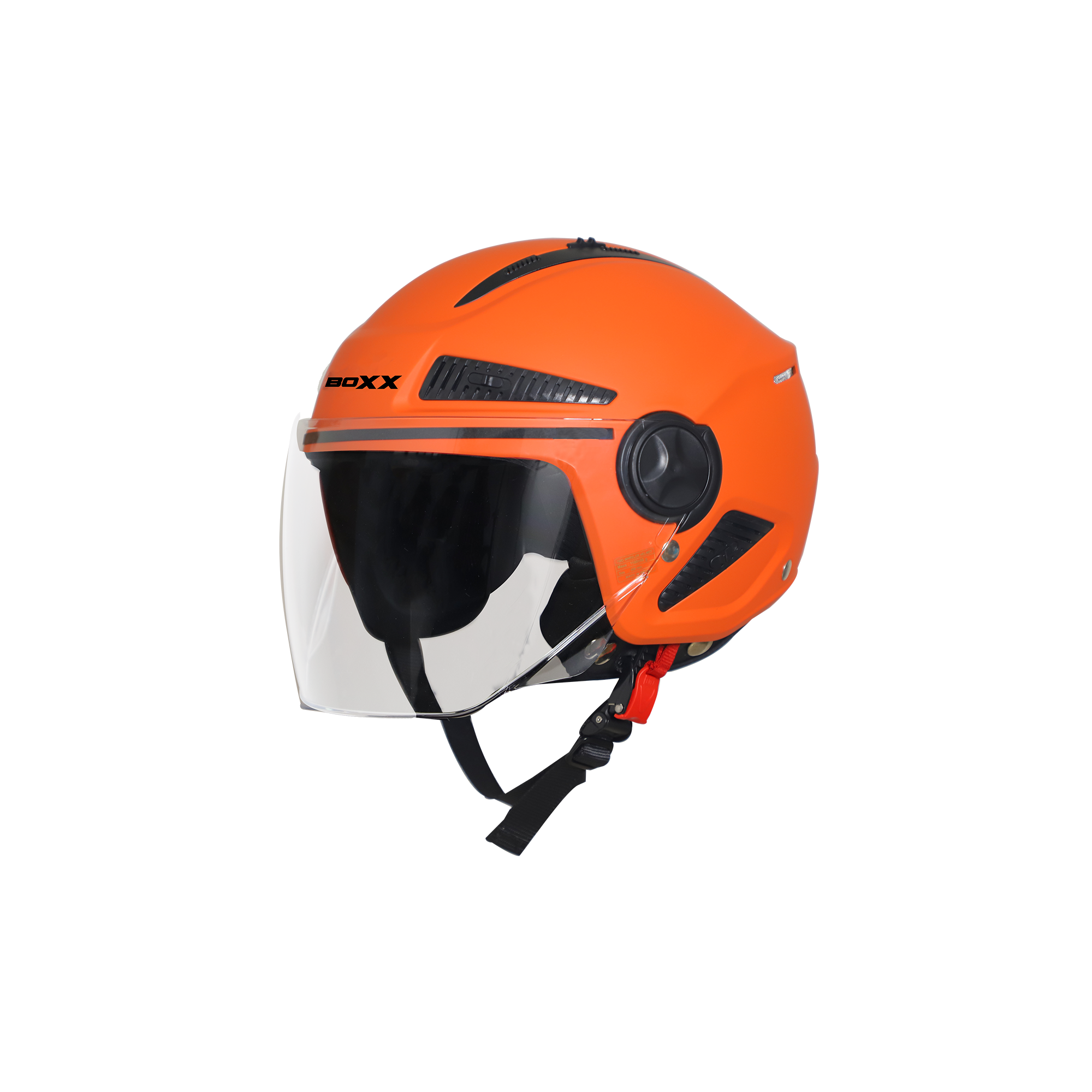 Steelbird SBH-24 Boxx ISI Certified Open Face Helmet For Men And Women (Matt Coral Orange With Clear Visor)
