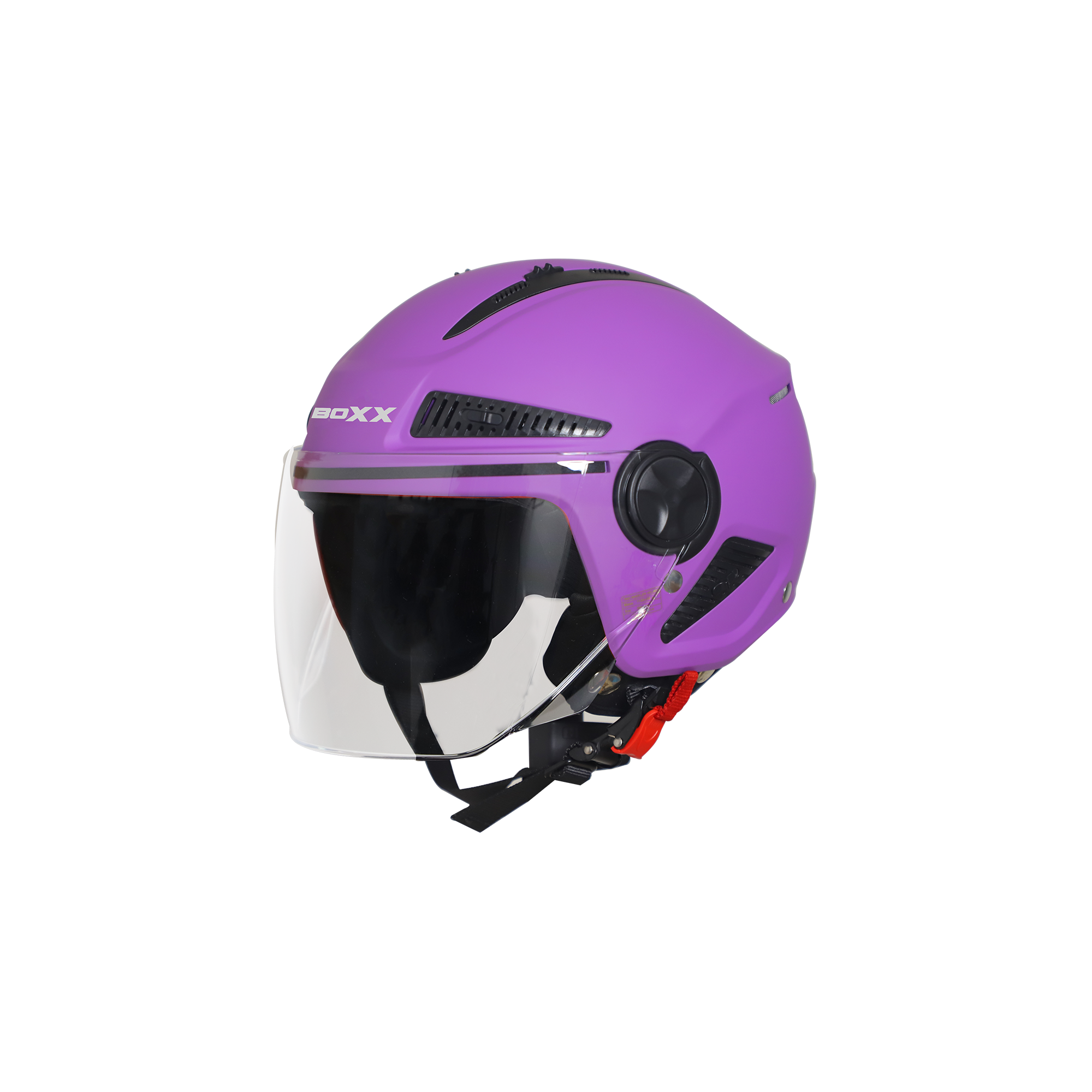 Steelbird SBH-24 Boxx ISI Certified Open Face Helmet For Men And Women (Matt Violet With Clear Visor