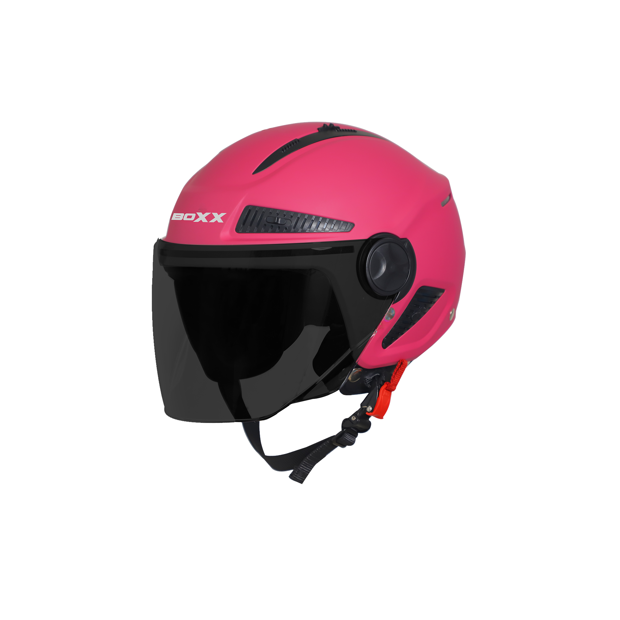 Steelbird SBH-24 Boxx ISI Certified Open Face Helmet For Men And Women (Matt Magenta With Smoke Visor)