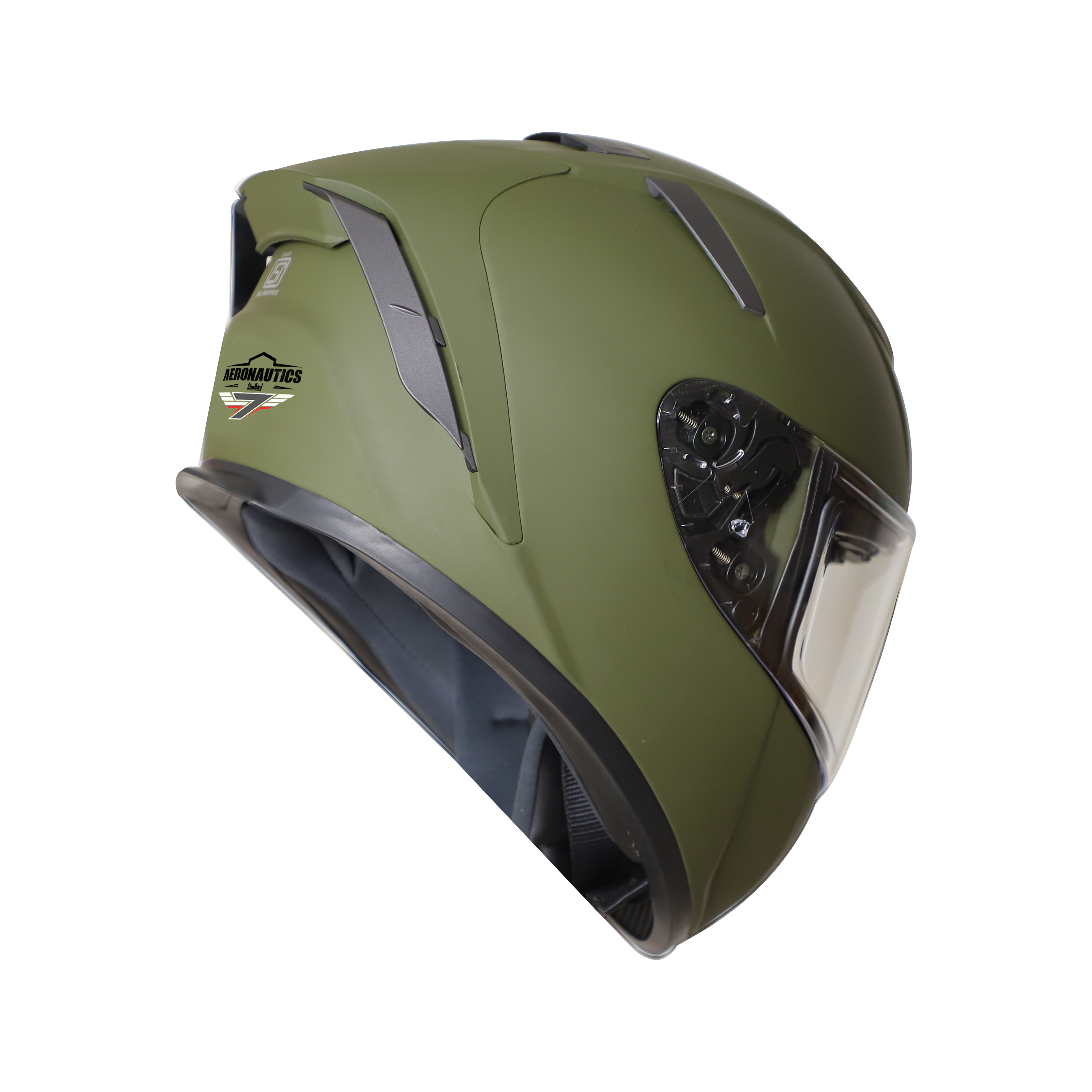 Steelbird SA-2 7Wings Super Aeronautics Full Face Helmet (Matt Battle Green With Clear Visor)