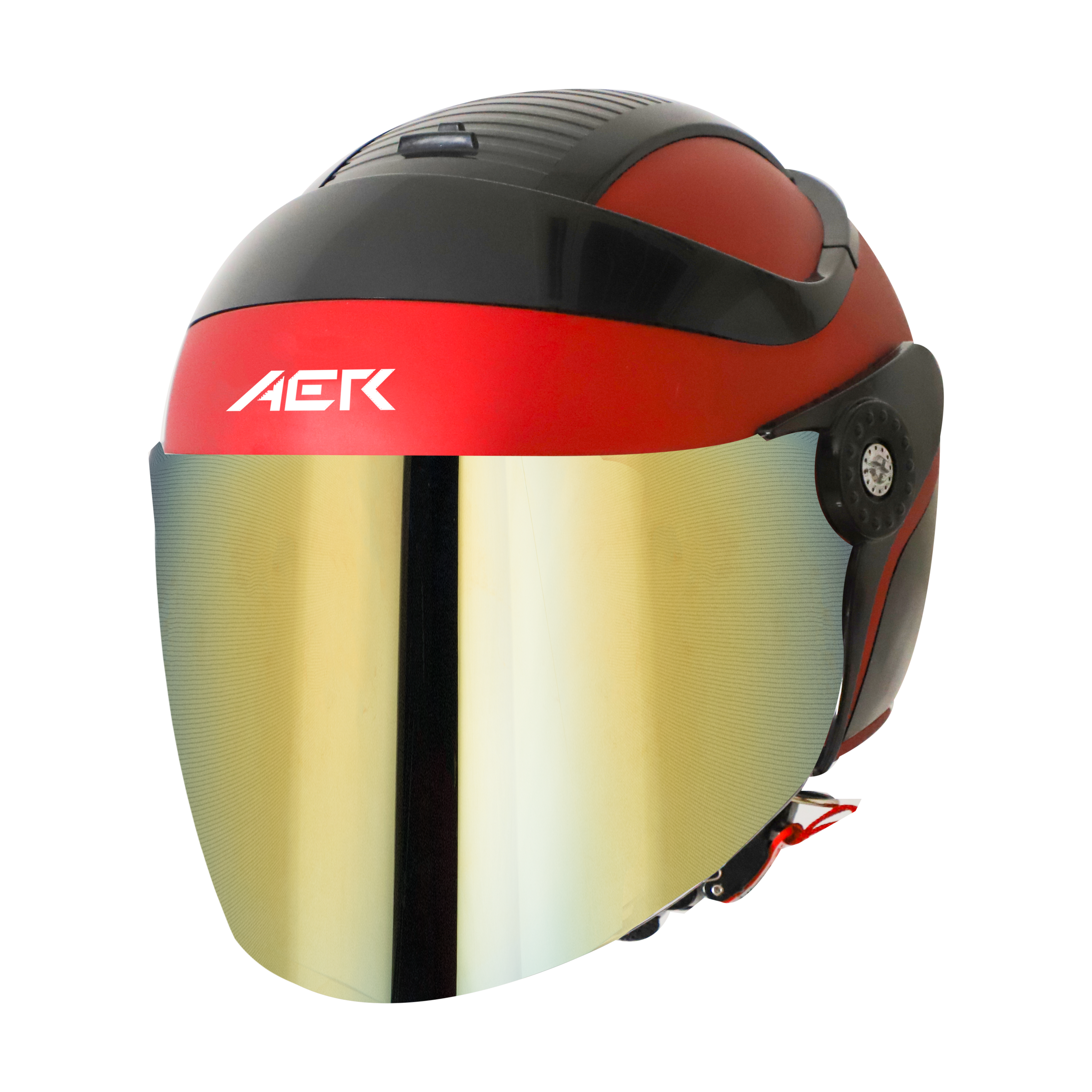 SB-29 AER MAT CHERRY RED WITH BLACK (FITTED WITH CLEAR VISOR WITH EXTRA CHROME GOLD VISOR FREE)