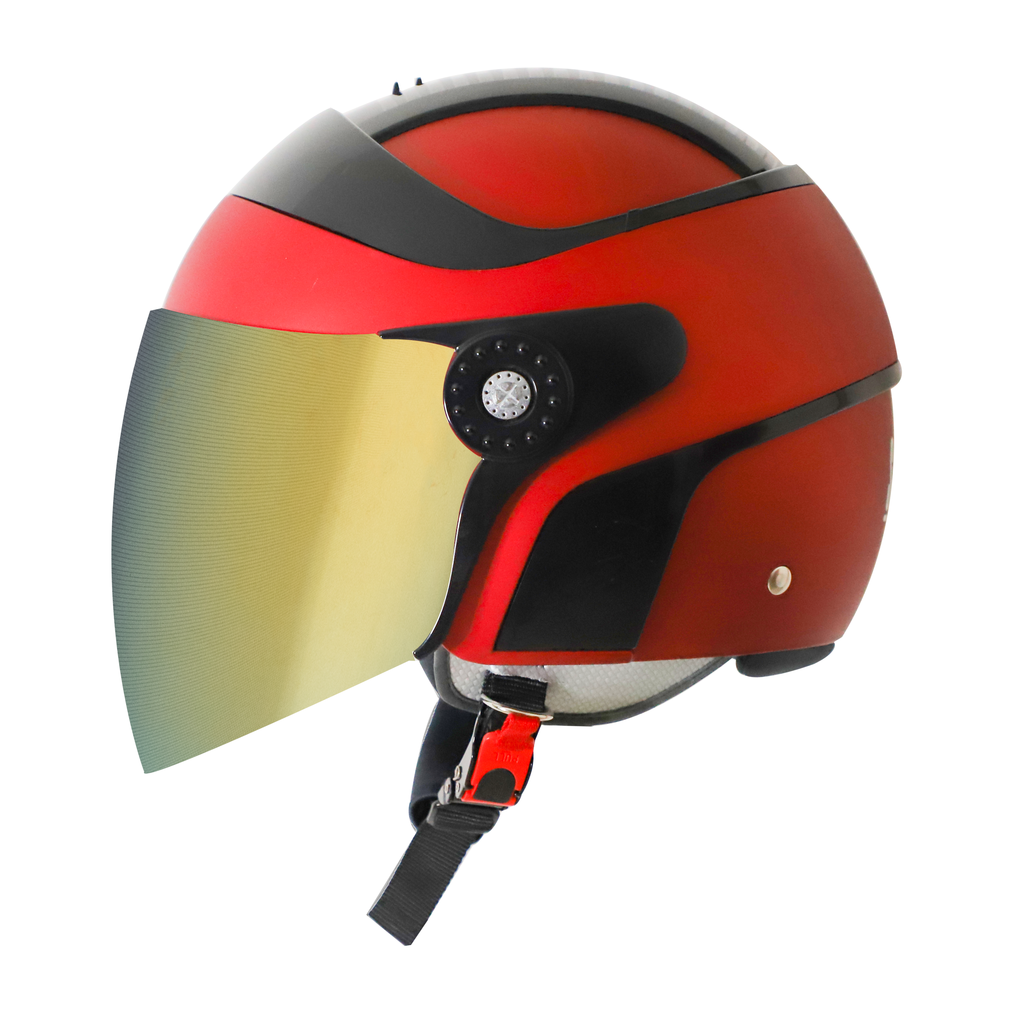 SB-29 AER MAT CHERRY RED WITH BLACK (FITTED WITH CLEAR VISOR WITH EXTRA CHROME GOLD VISOR FREE)