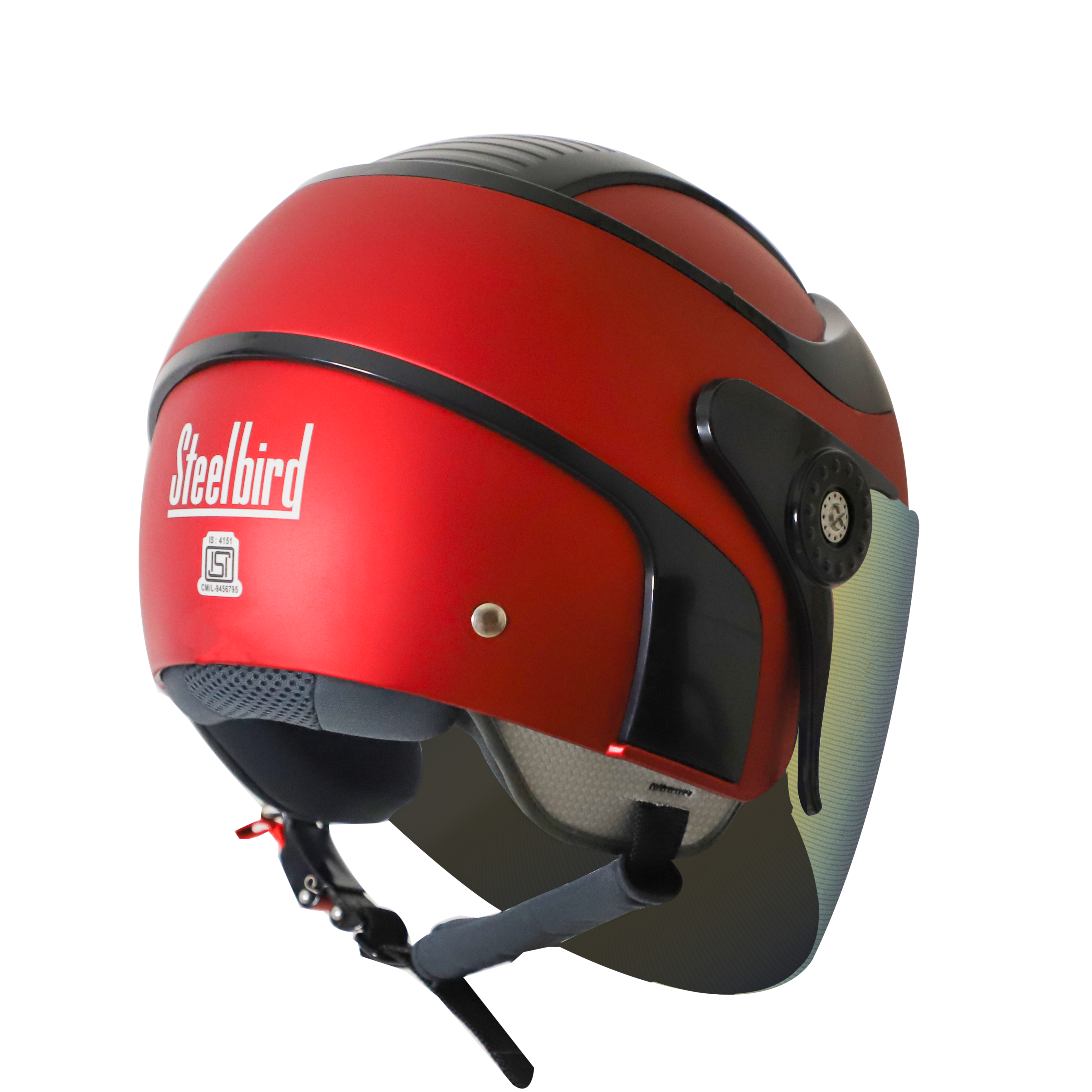 SB-29 AER MAT CHERRY RED WITH BLACK (FITTED WITH CLEAR VISOR WITH EXTRA CHROME GOLD VISOR FREE)