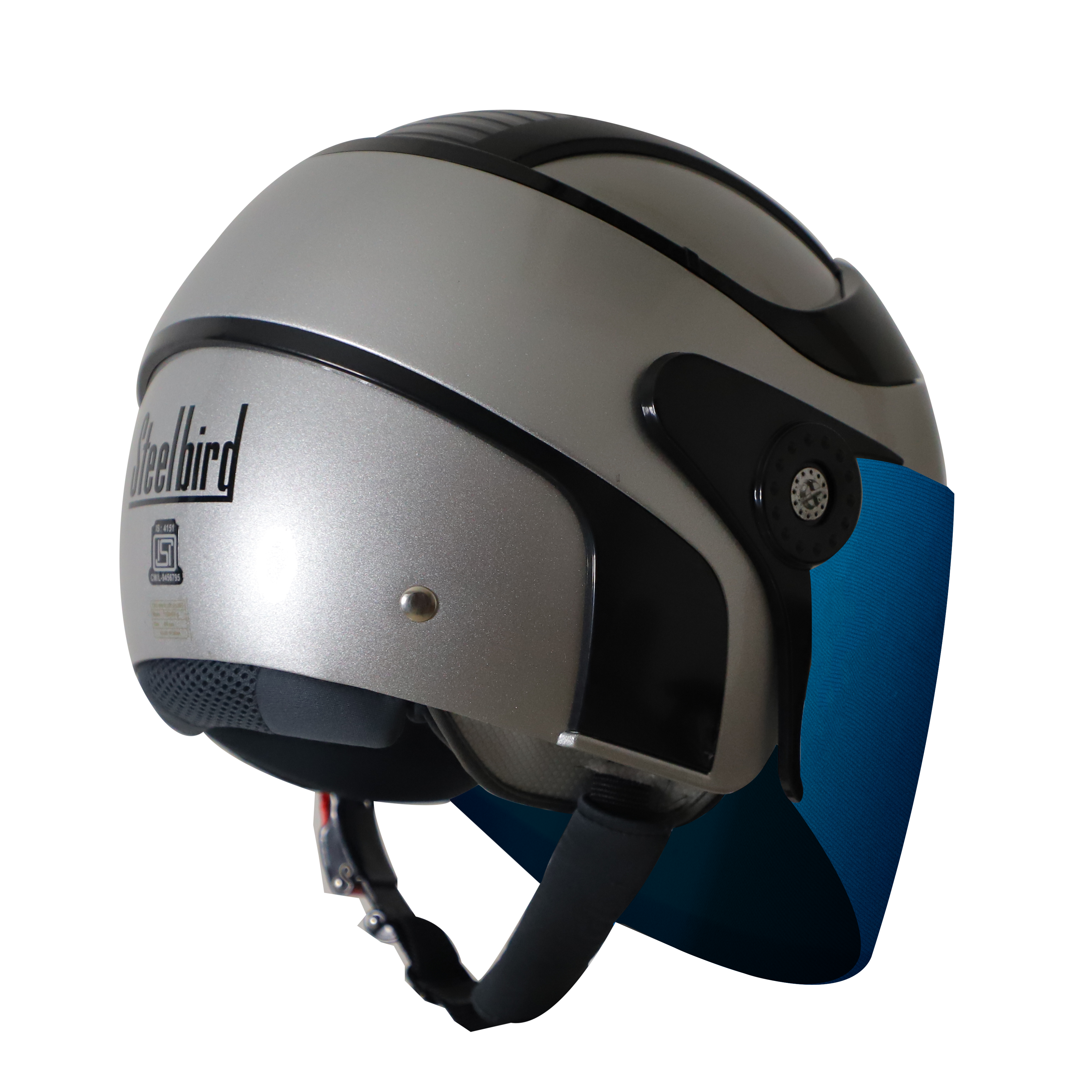 SB-29 AER MAT SILVER WITH BLACK (FITTED WITH CLEAR VISOR WITH EXTRA CHROME BLUE VISOR FREE) 