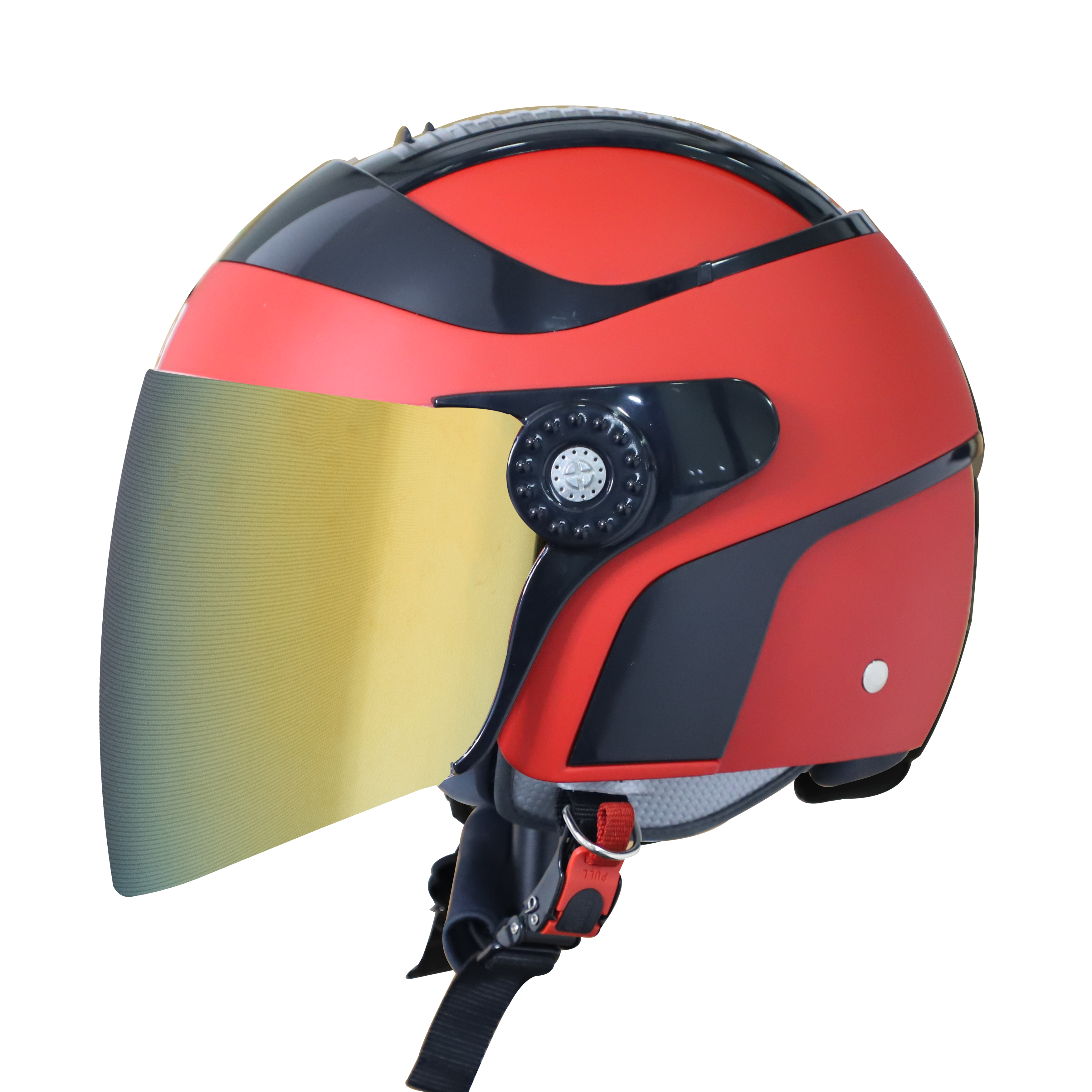 SB-29 AER MAT RED WITH BLACK (FITTED WITH CLEAR VISOR WITH EXTRA CHROME GOLD VISOR FREE) 