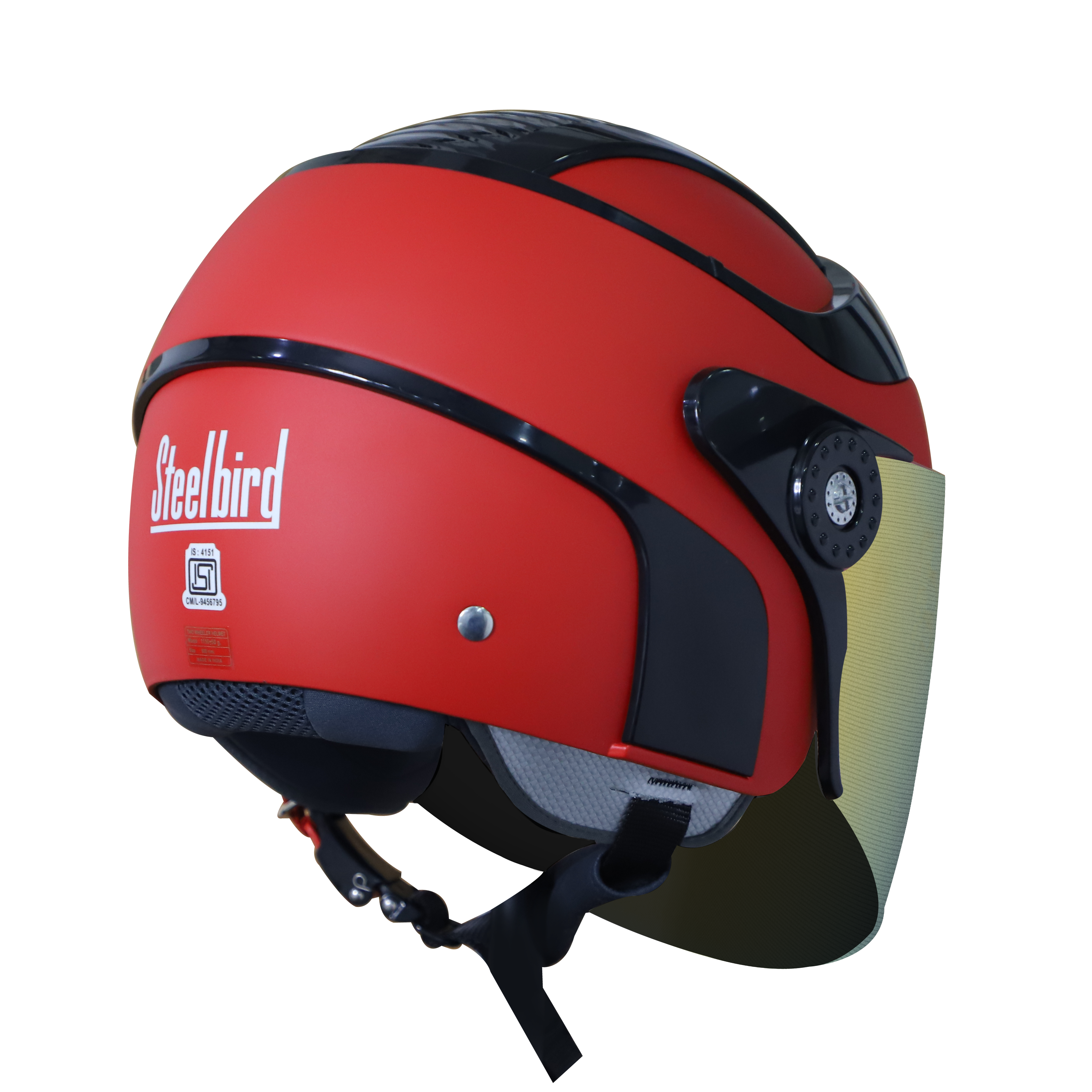 SB-29 AER MAT RED WITH BLACK (FITTED WITH CLEAR VISOR WITH EXTRA CHROME GOLD VISOR FREE) 