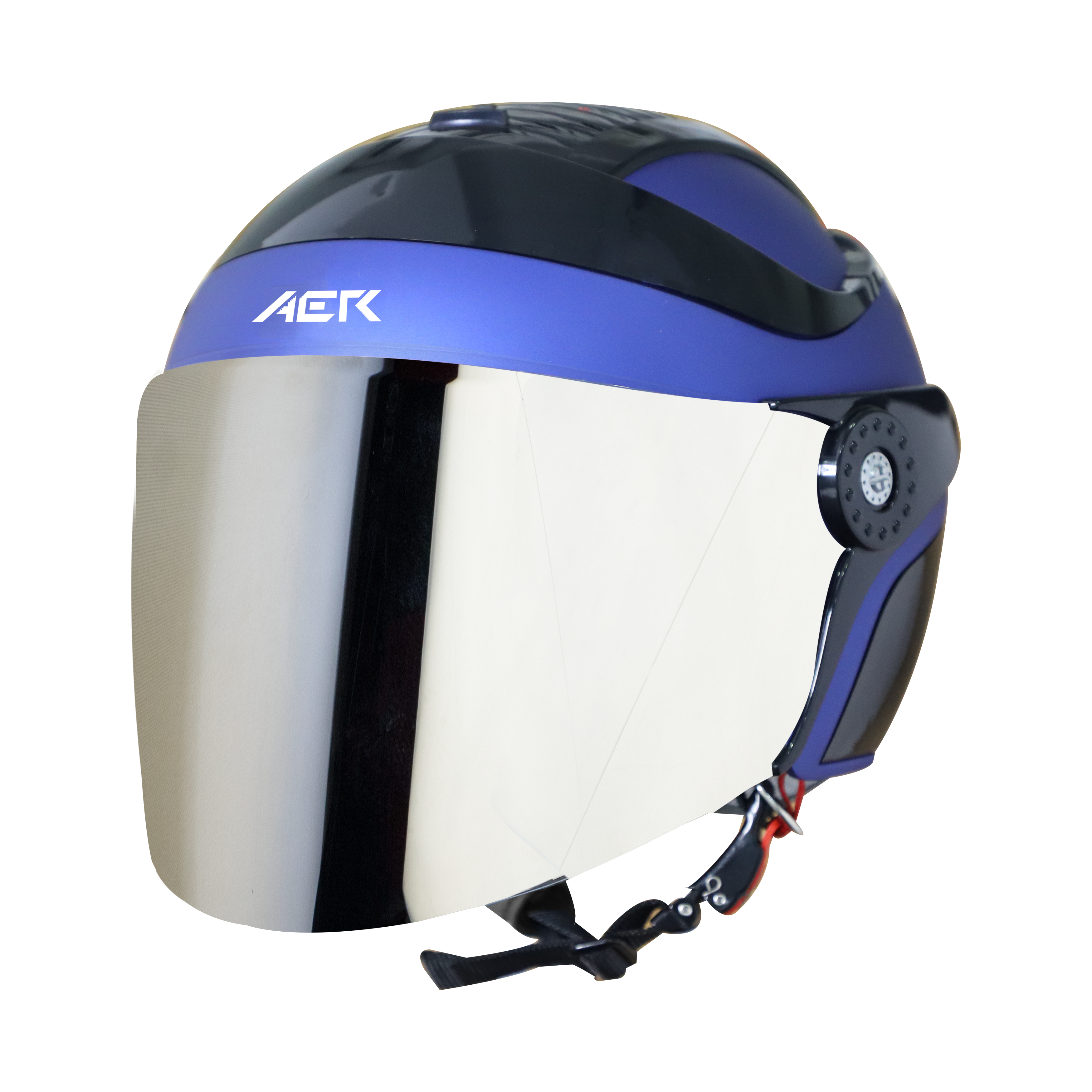 SB-29 AER MAT Y.BLUE WITH BLACK (FITTED WITH CLEAR VISOR WITH EXTRA CHROME SILVER VISOR FREE) 