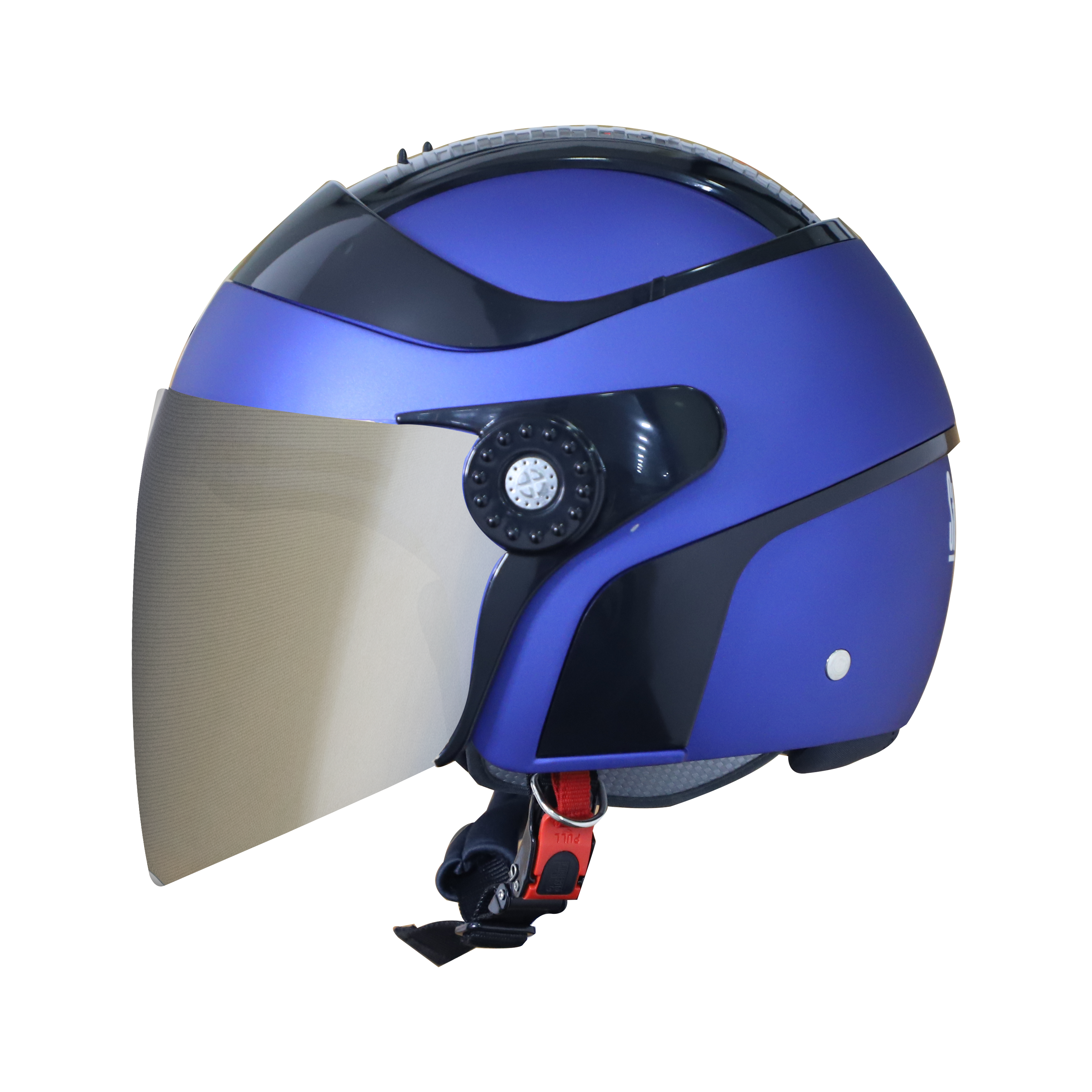 SB-29 AER MAT Y.BLUE WITH BLACK (FITTED WITH CLEAR VISOR WITH EXTRA CHROME SILVER VISOR FREE) 