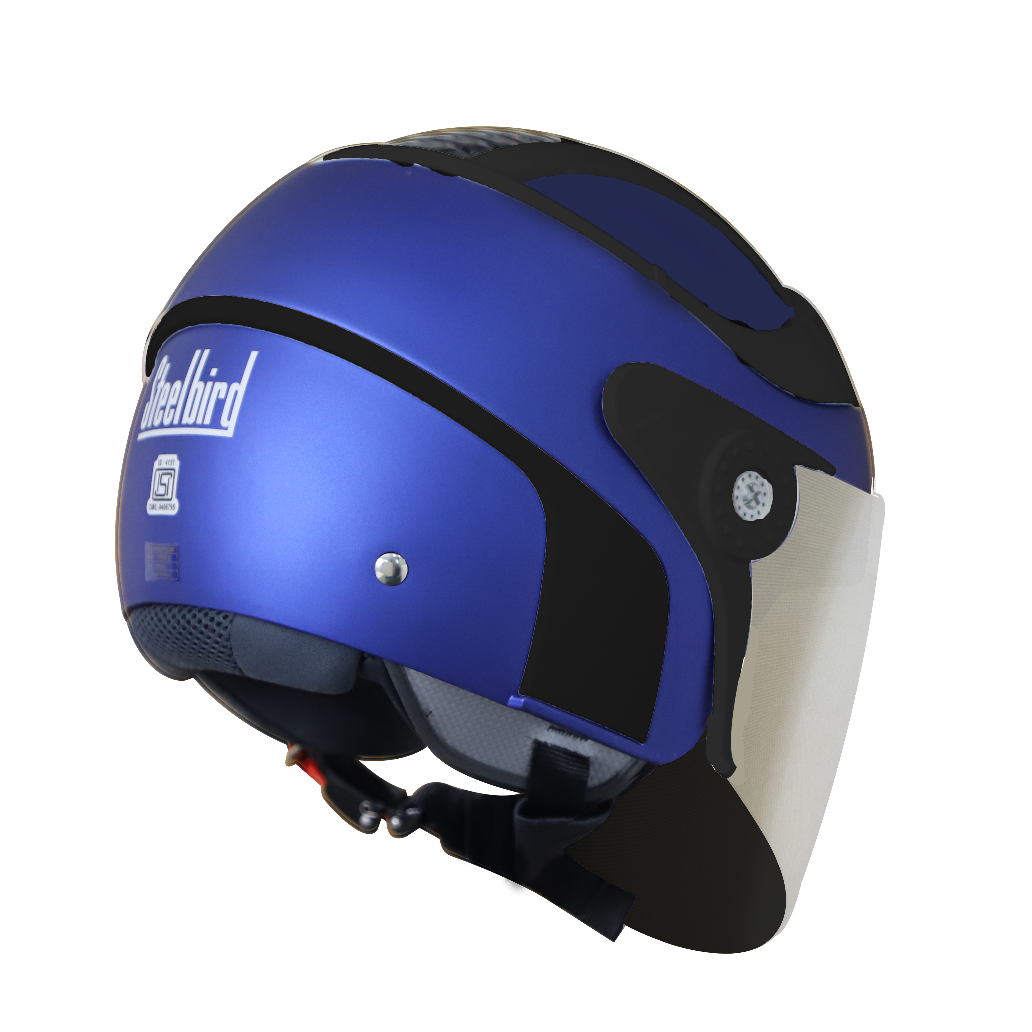 SB-29 AER MAT Y.BLUE WITH BLACK (FITTED WITH CLEAR VISOR WITH EXTRA CHROME SILVER VISOR FREE) 