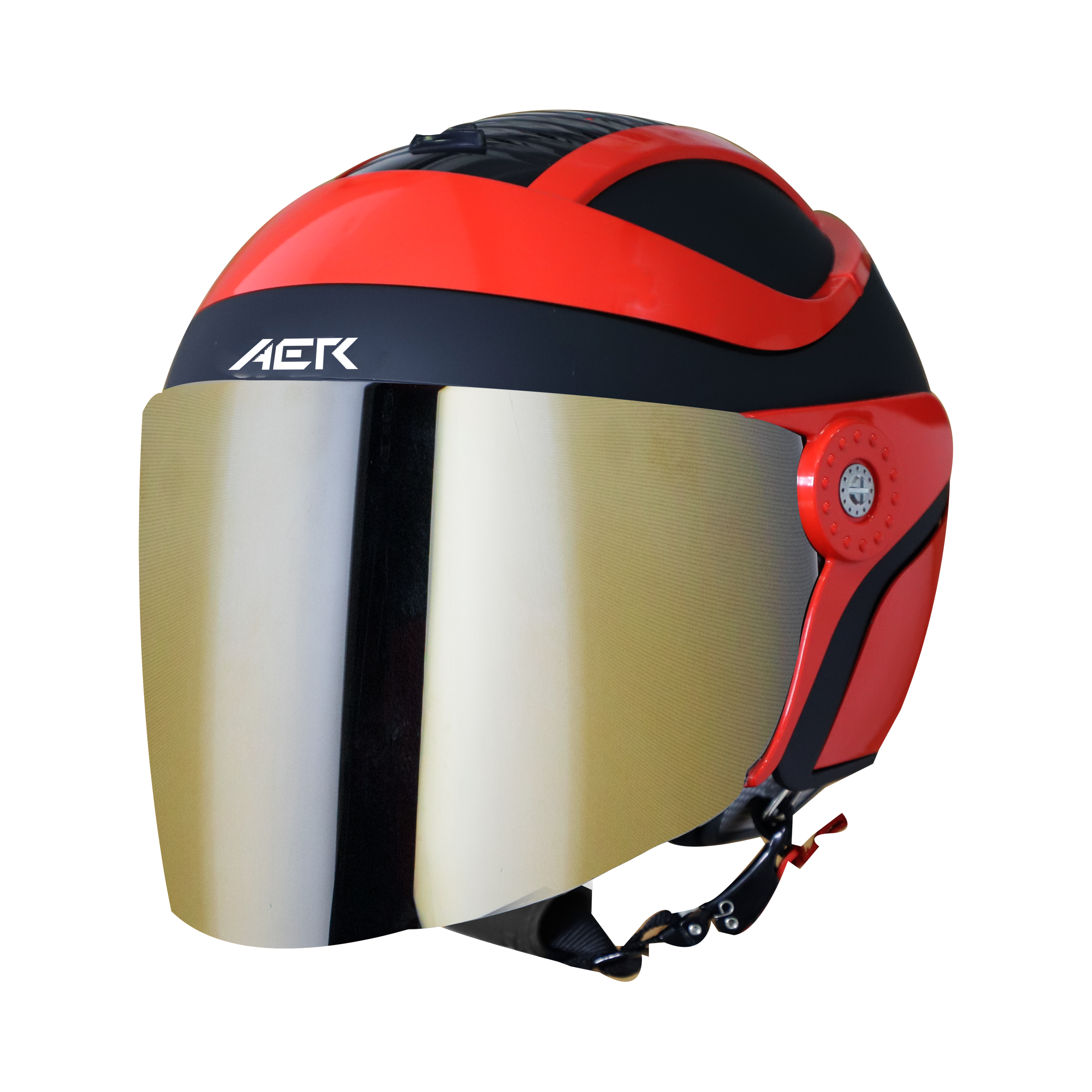 SB-29 AER MAT BLACK WITH RED (FITTED WITH CLEAR VISOR WITH EXTRA CHROME GOLD VISOR FREE) 