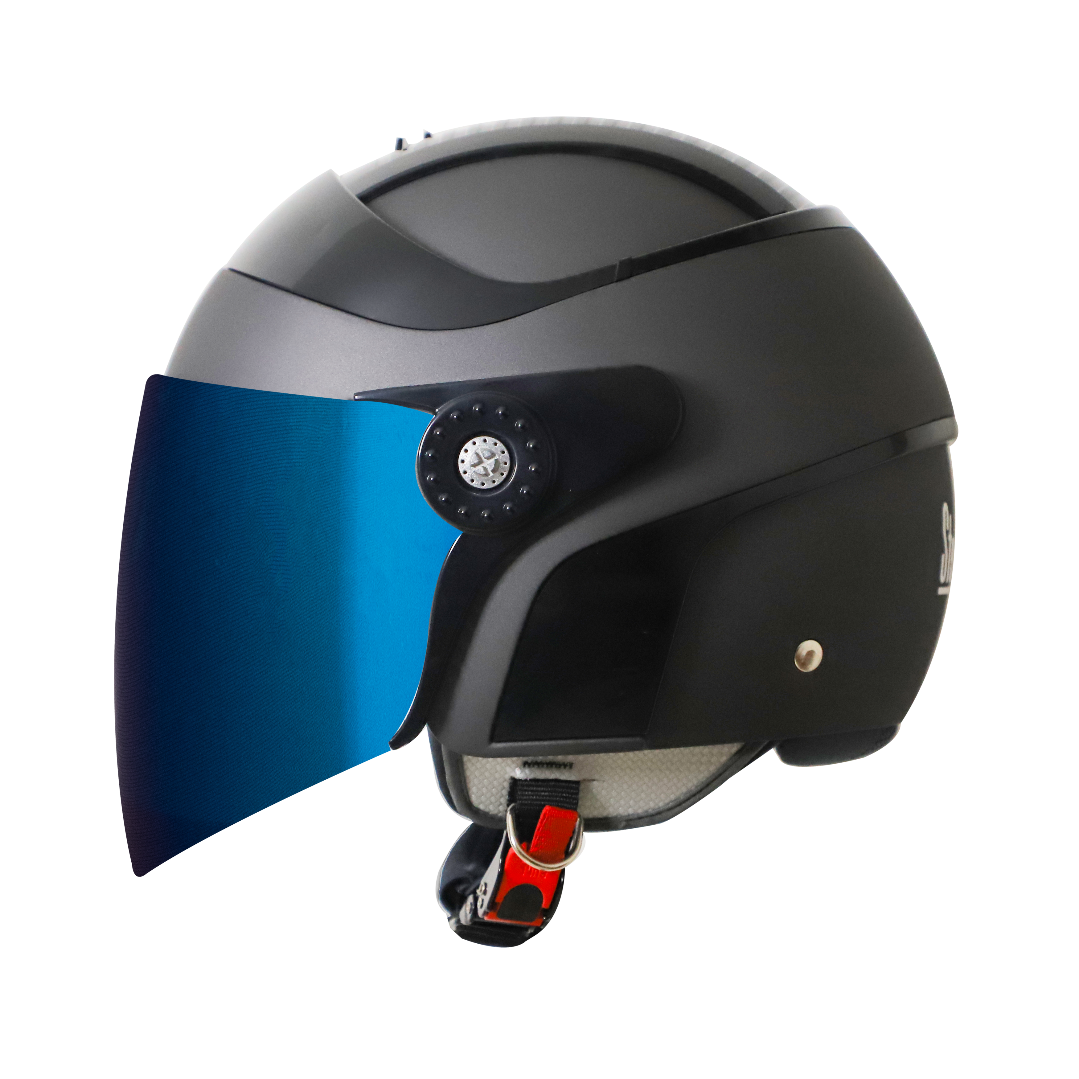 SB-29 AER MAT H.GREY WITH BLACK (FITTED WITH CLEAR VISOR WITH EXTRA CHROME BLUE VISOR FREE) 