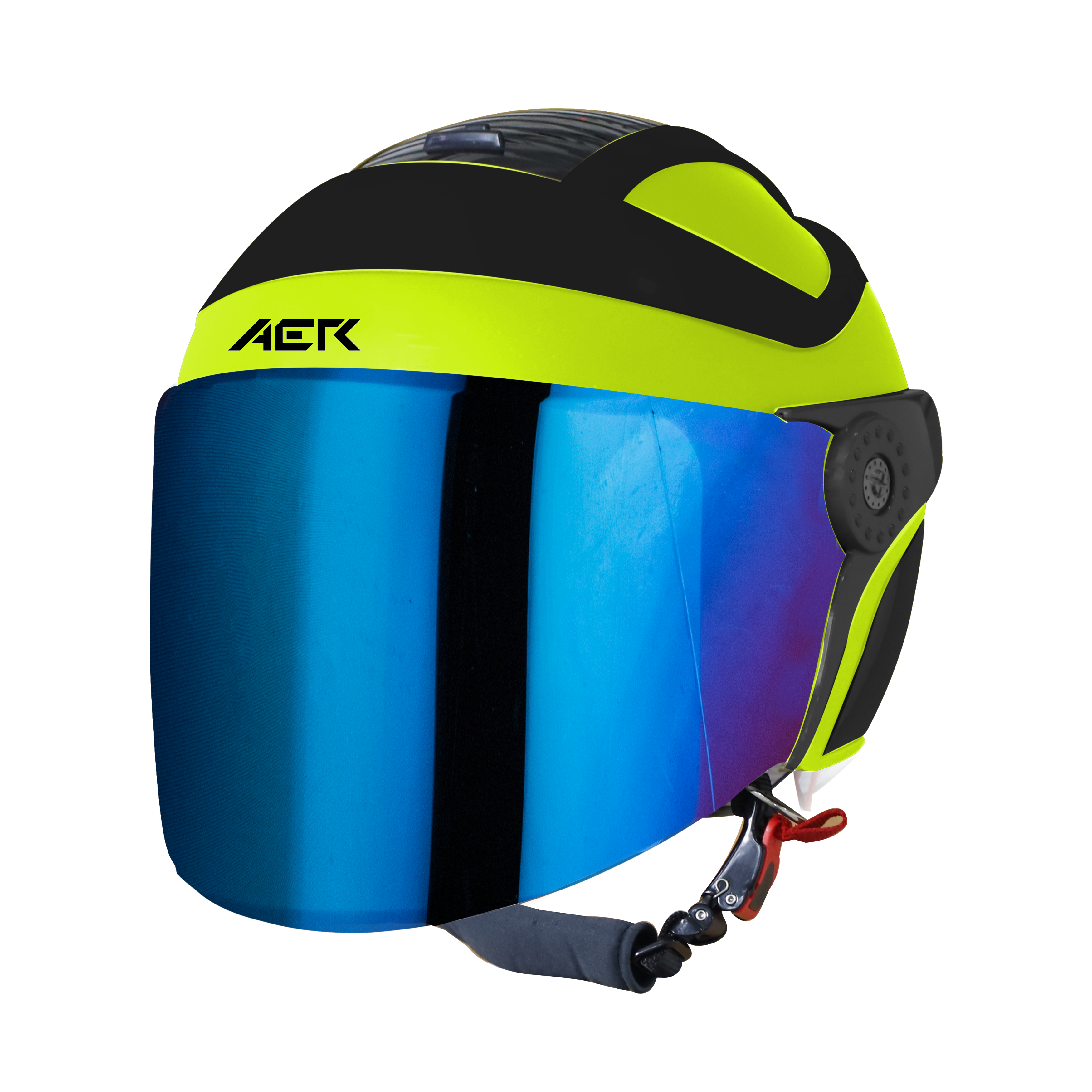 SB-29 AER GLOSSY FLUO NEON WITH BLACK ( FITTED WITH CLEAR VISOR WITH EXTRA BLUE CHROME VISOR FREE)