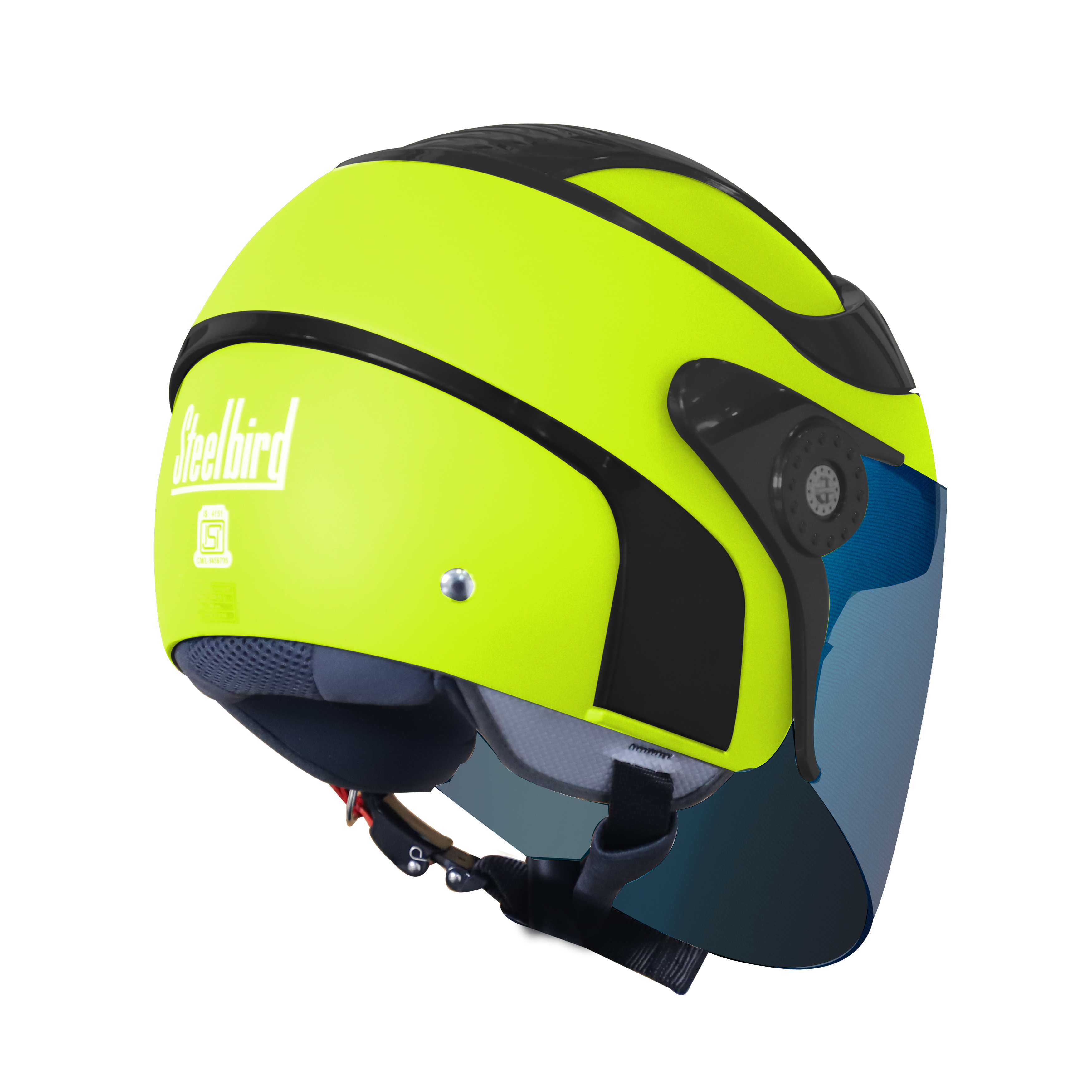 SB-29 AER GLOSSY FLUO NEON WITH BLACK ( FITTED WITH CLEAR VISOR WITH EXTRA BLUE CHROME VISOR FREE)