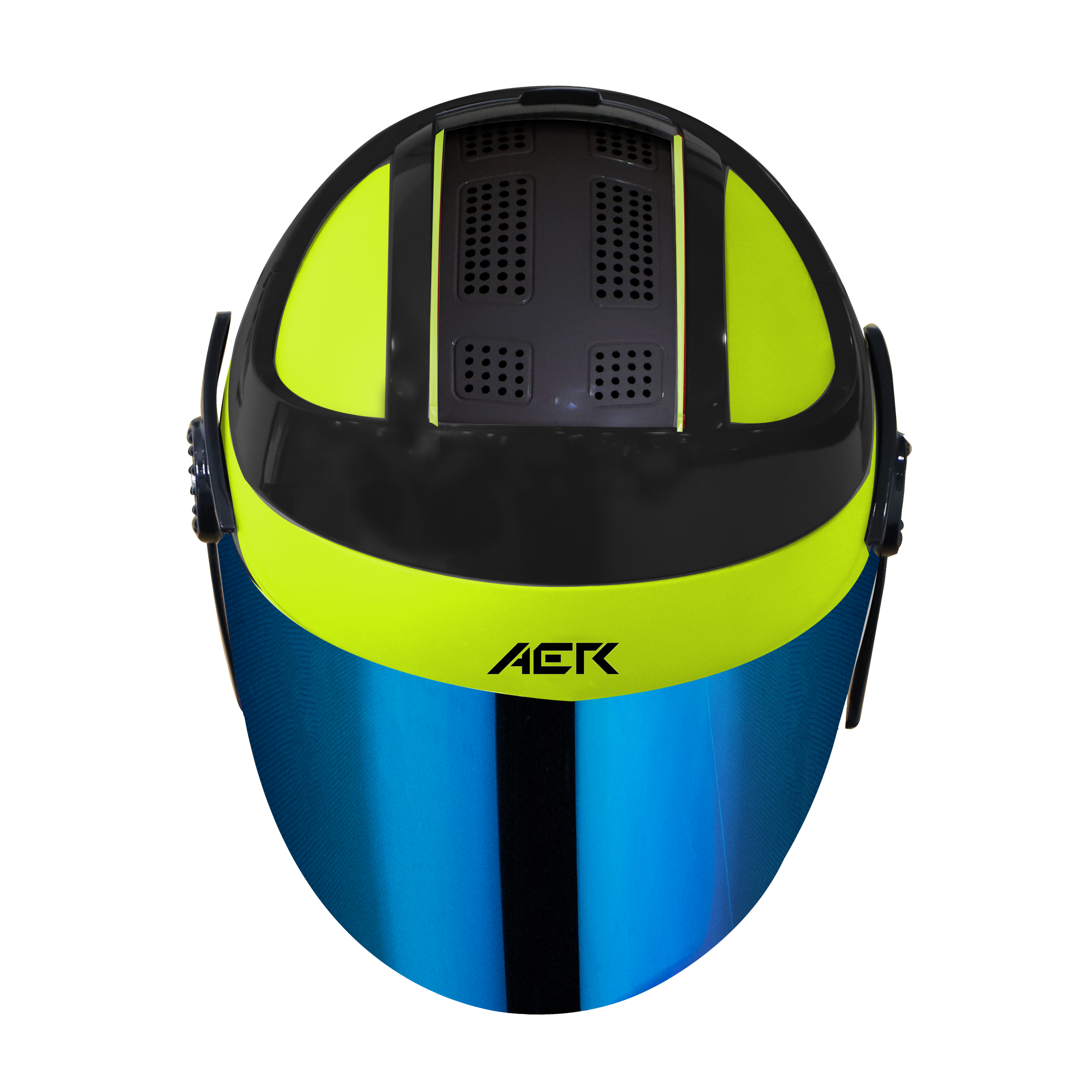 SB-29 AER GLOSSY FLUO NEON WITH BLACK ( FITTED WITH CLEAR VISOR WITH EXTRA BLUE CHROME VISOR FREE)