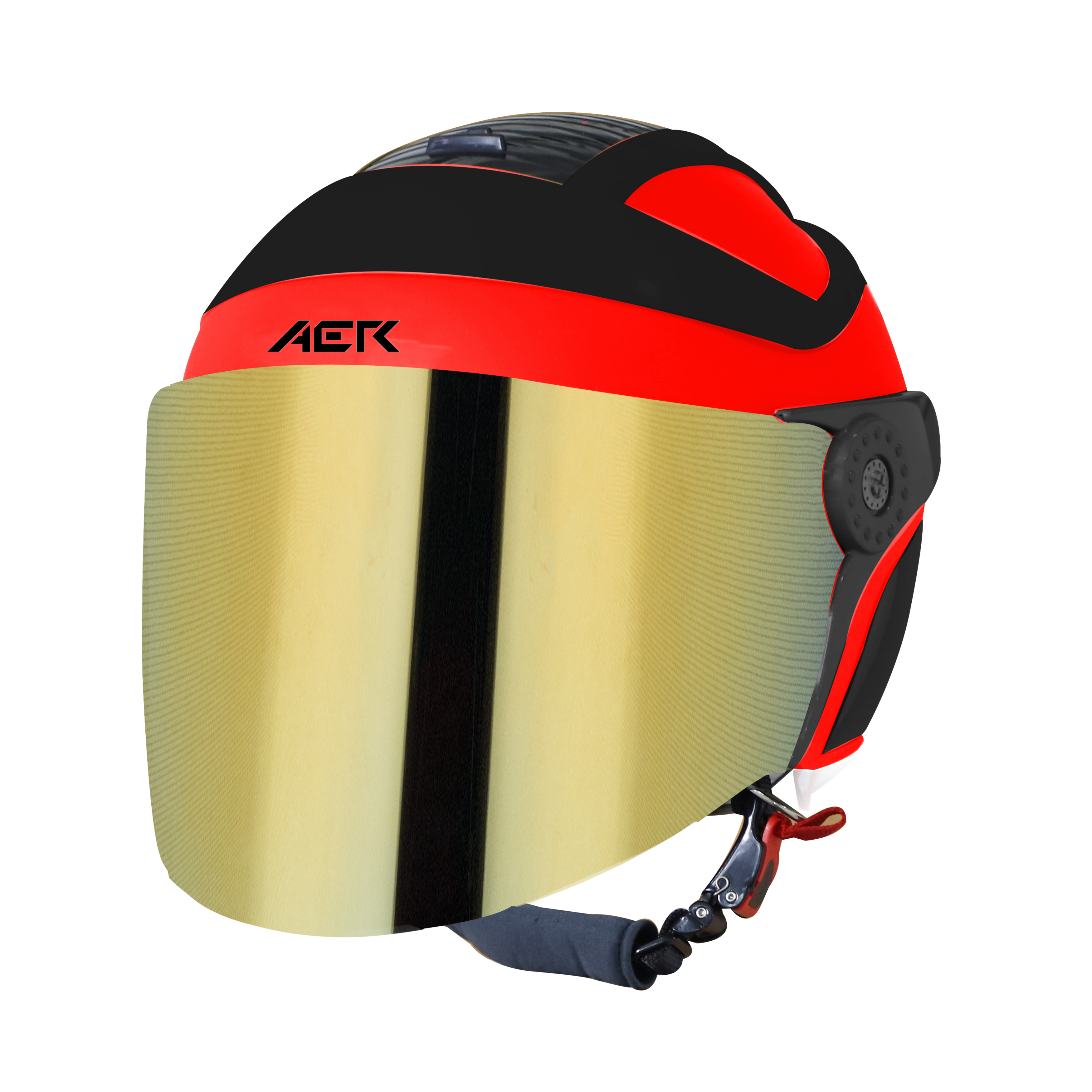 SB-29 AER GLOSSY FLUO RED WITH BLACK ( FITTED WITH CLEAR VISOR WITH EXTRA GOLD CHROME VISOR FREE)