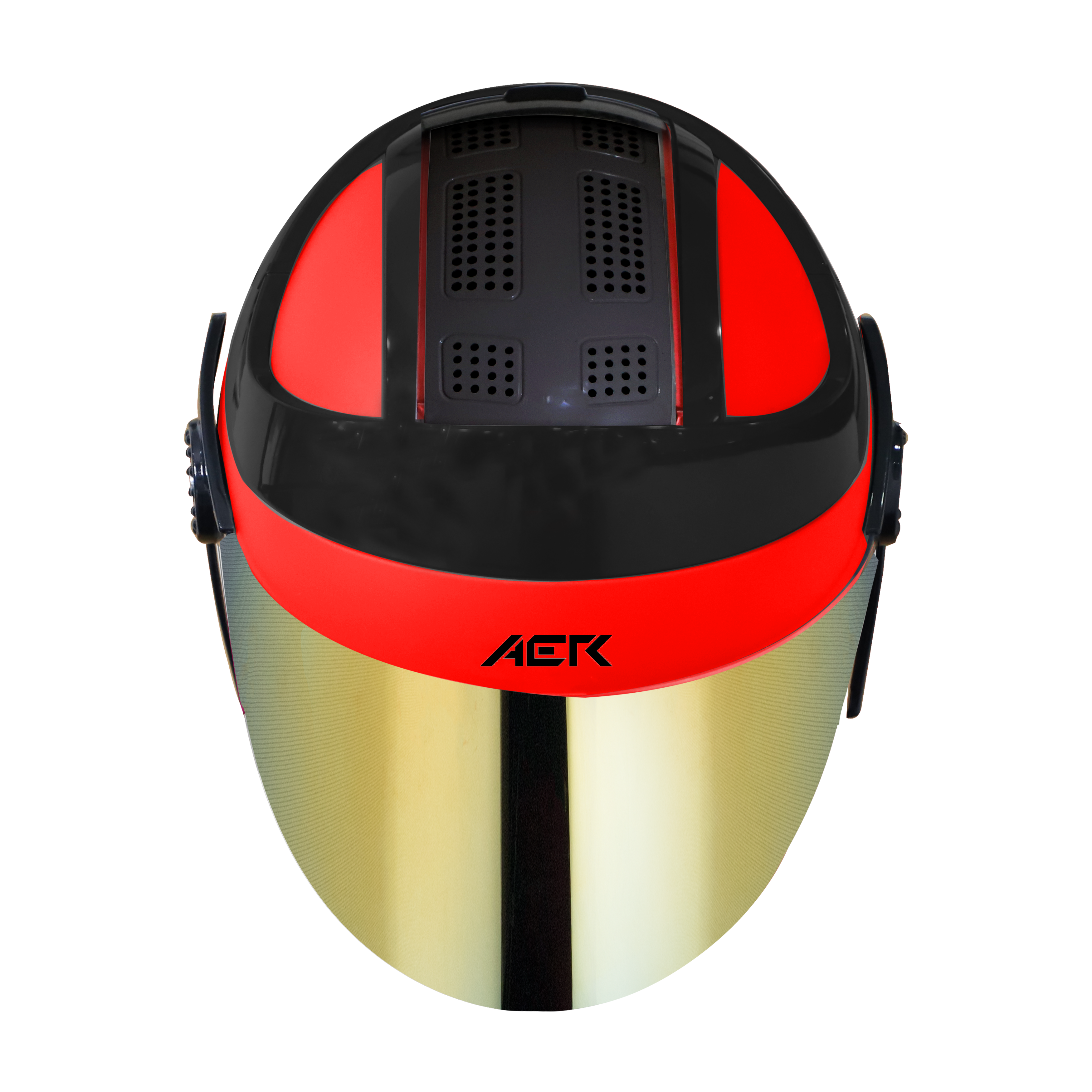 SB-29 AER GLOSSY FLUO RED WITH BLACK ( FITTED WITH CLEAR VISOR WITH EXTRA GOLD CHROME VISOR FREE)