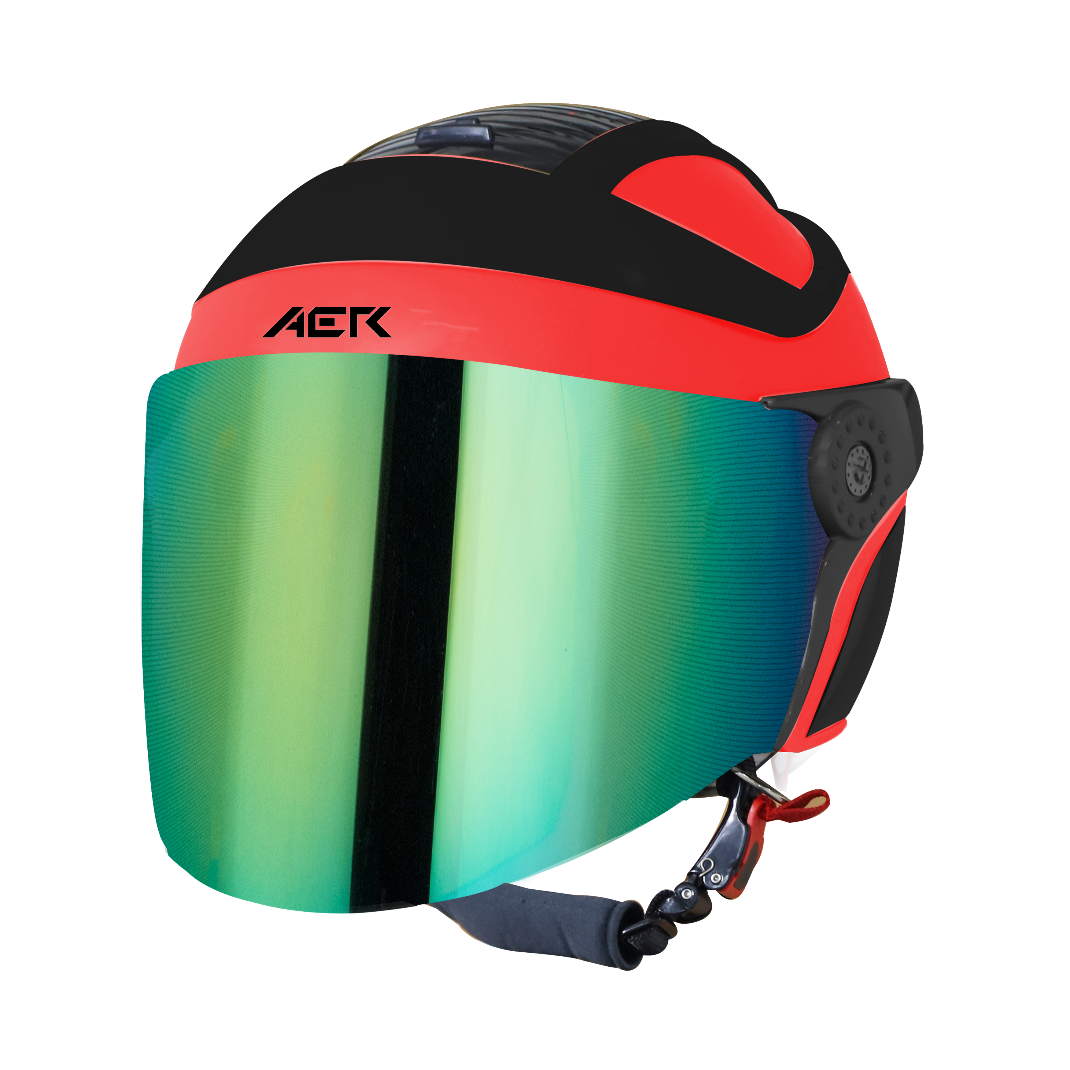 SB-29 AER GLOSSY FLUO WATERMELON WITH BLACK ( FITTED WITH CLEAR VISOR WITH EXTRA RAINBOW CHROME VISOR FREE)