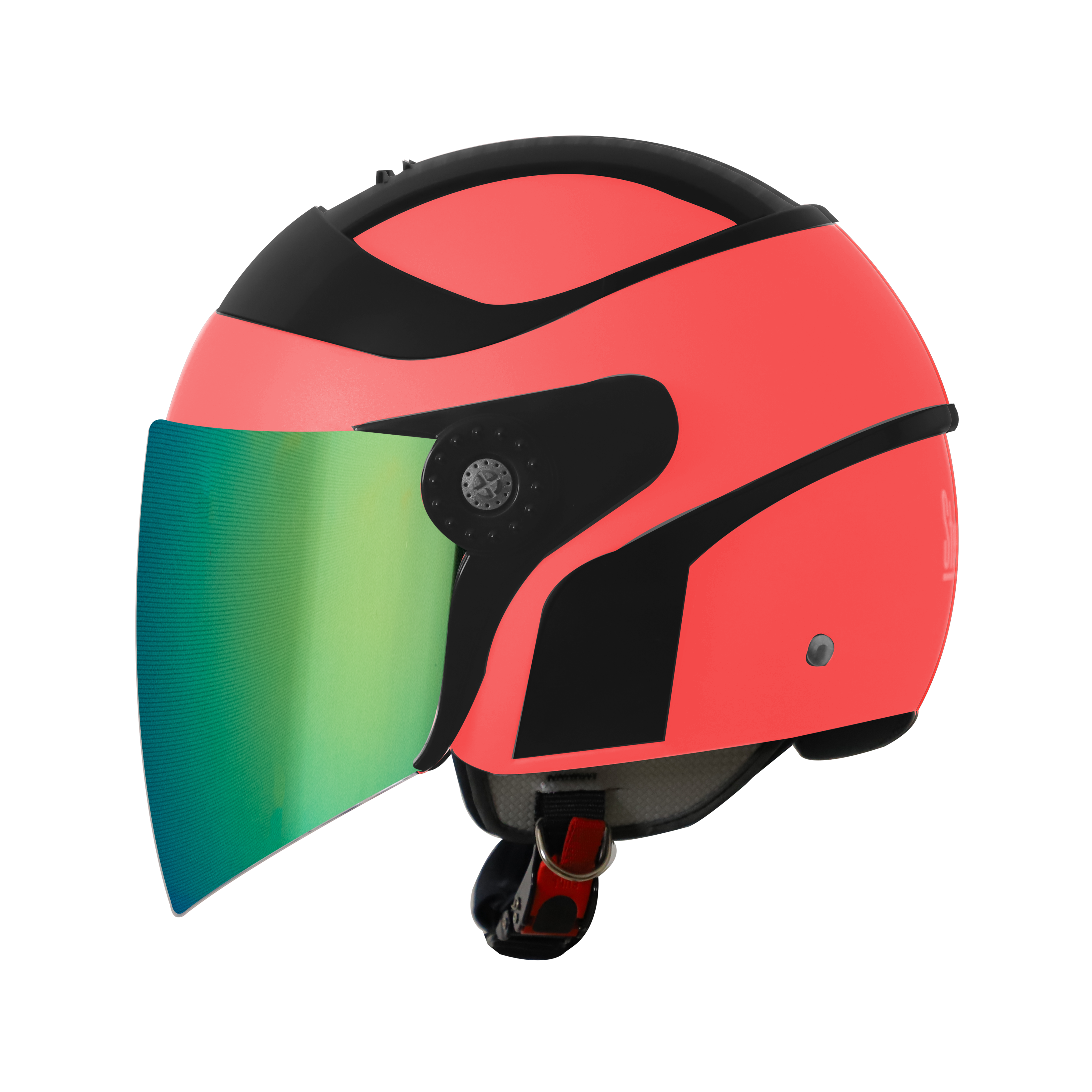SB-29 AER GLOSSY FLUO WATERMELON WITH BLACK ( FITTED WITH CLEAR VISOR WITH EXTRA RAINBOW CHROME VISOR FREE)
