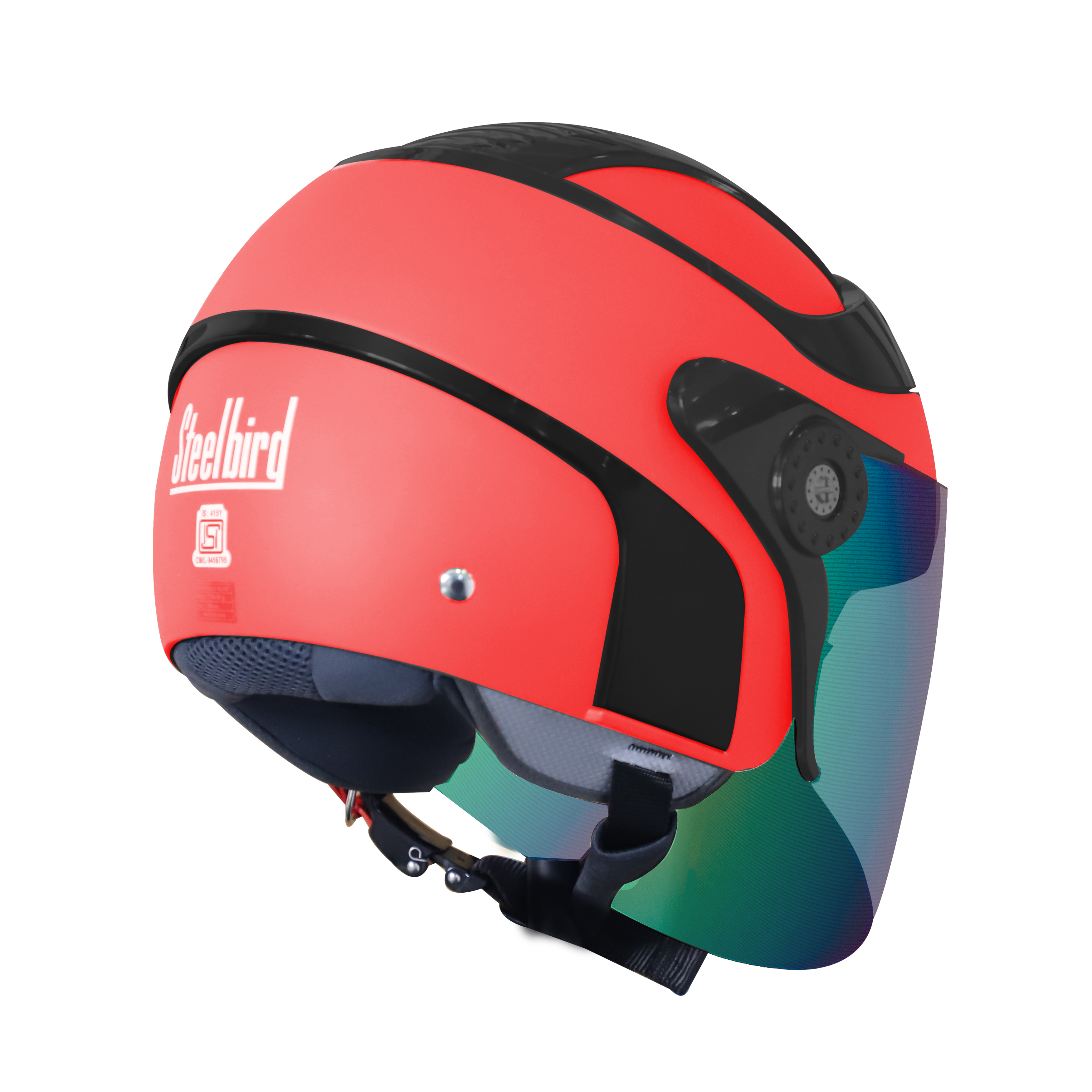 SB-29 AER GLOSSY FLUO WATERMELON WITH BLACK ( FITTED WITH CLEAR VISOR WITH EXTRA RAINBOW CHROME VISOR FREE)