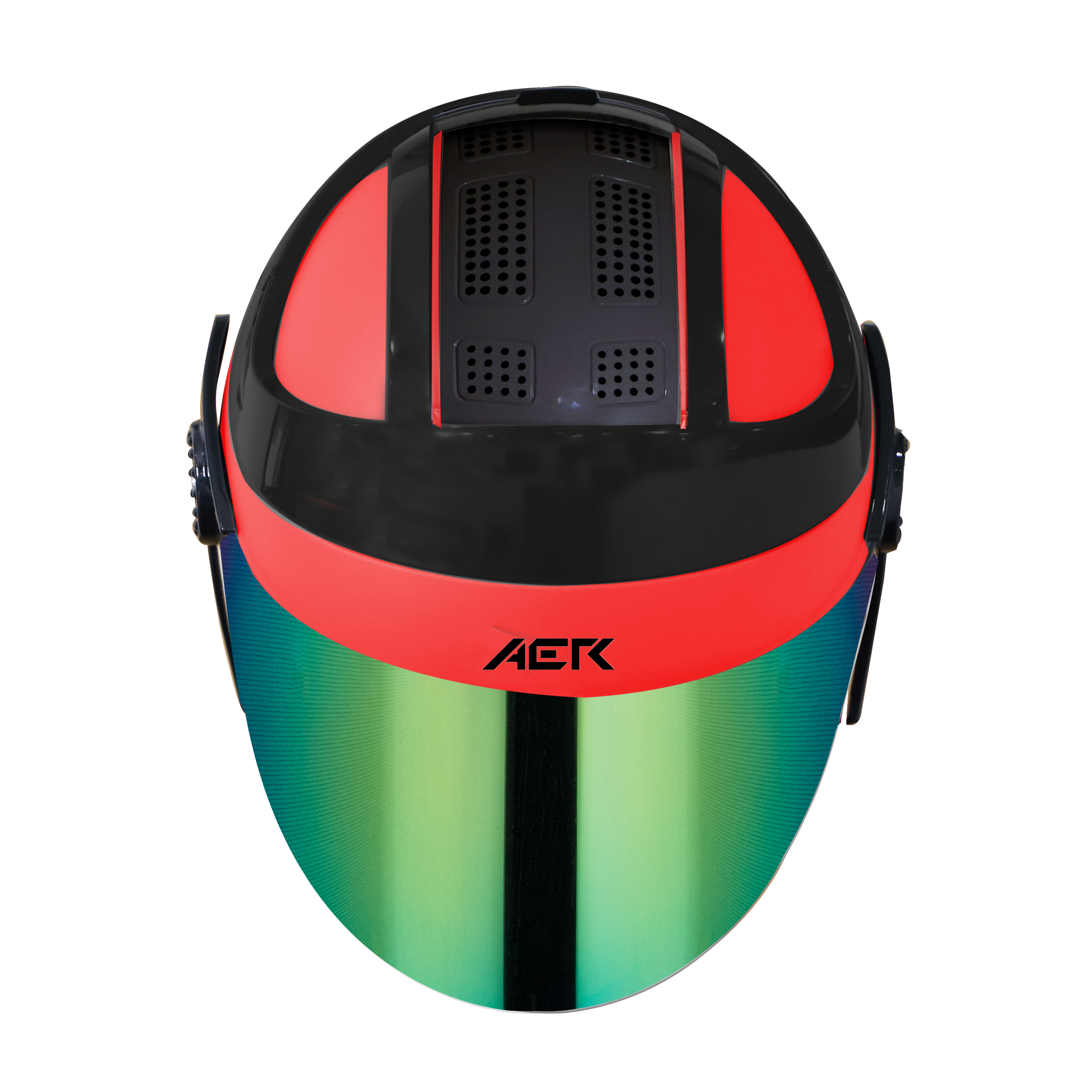 SB-29 AER GLOSSY FLUO WATERMELON WITH BLACK ( FITTED WITH CLEAR VISOR WITH EXTRA RAINBOW CHROME VISOR FREE)