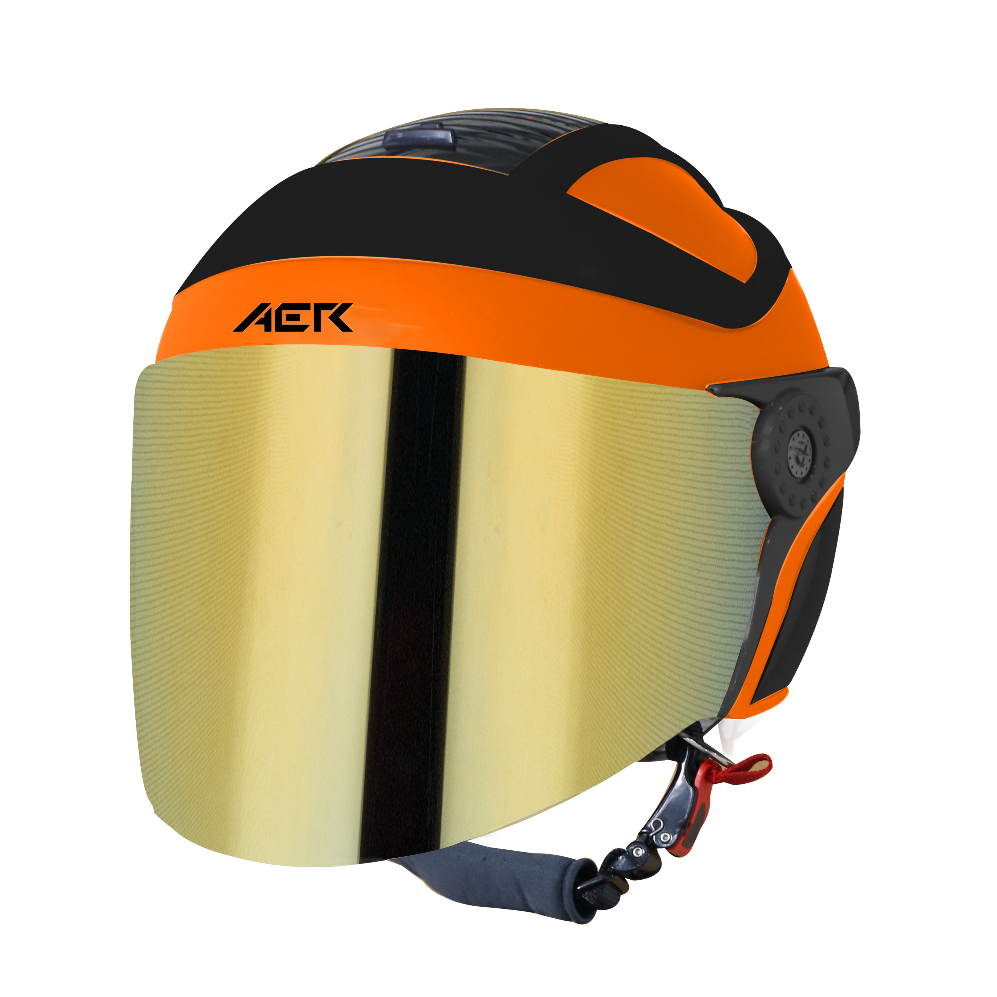 SB-29 AER GLOSSY FLUO ORANGE WITH BLACK ( FITTED WITH CLEAR VISOR WITH EXTRA GOLD CHROME VISOR FREE)