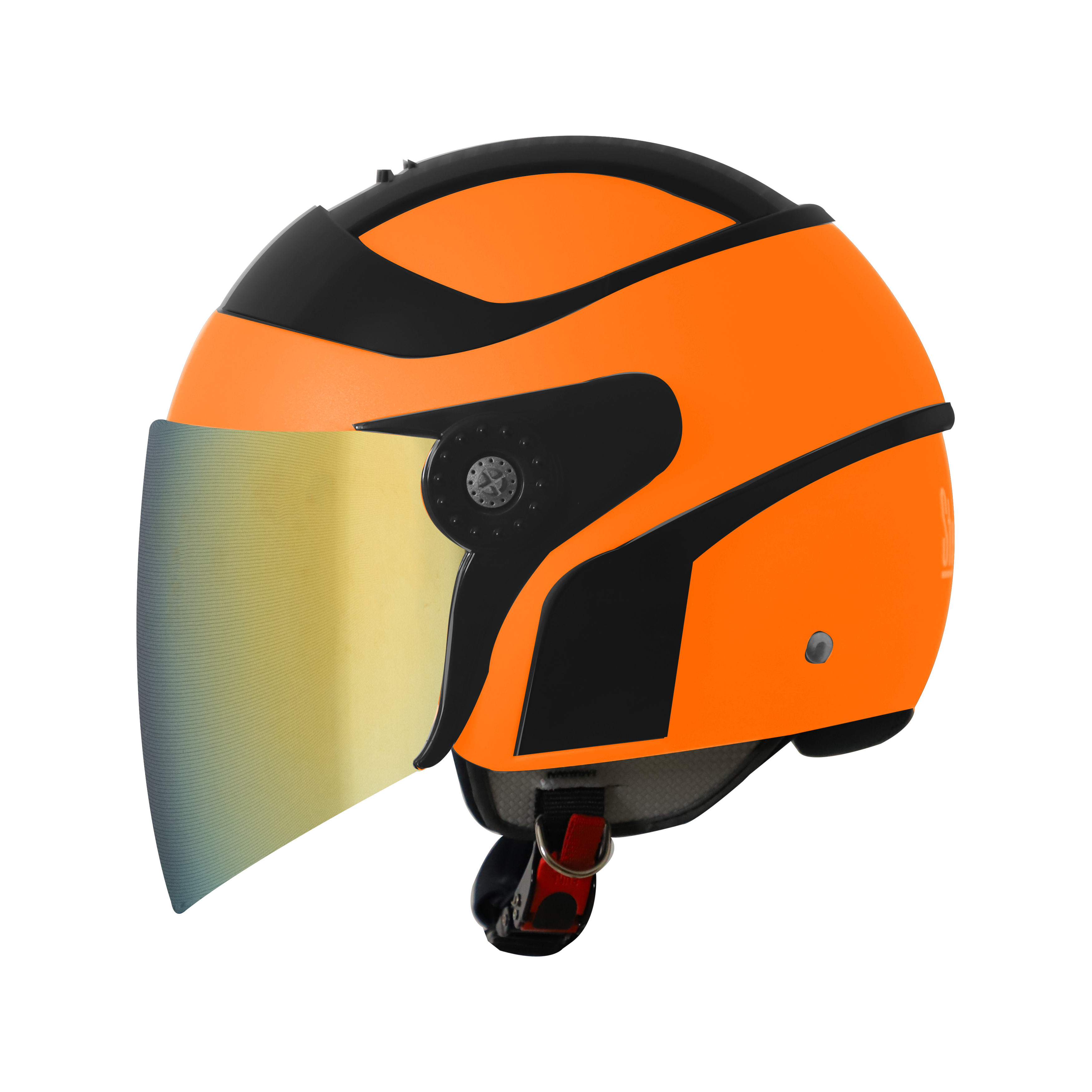 SB-29 AER GLOSSY FLUO ORANGE WITH BLACK ( FITTED WITH CLEAR VISOR WITH EXTRA GOLD CHROME VISOR FREE)