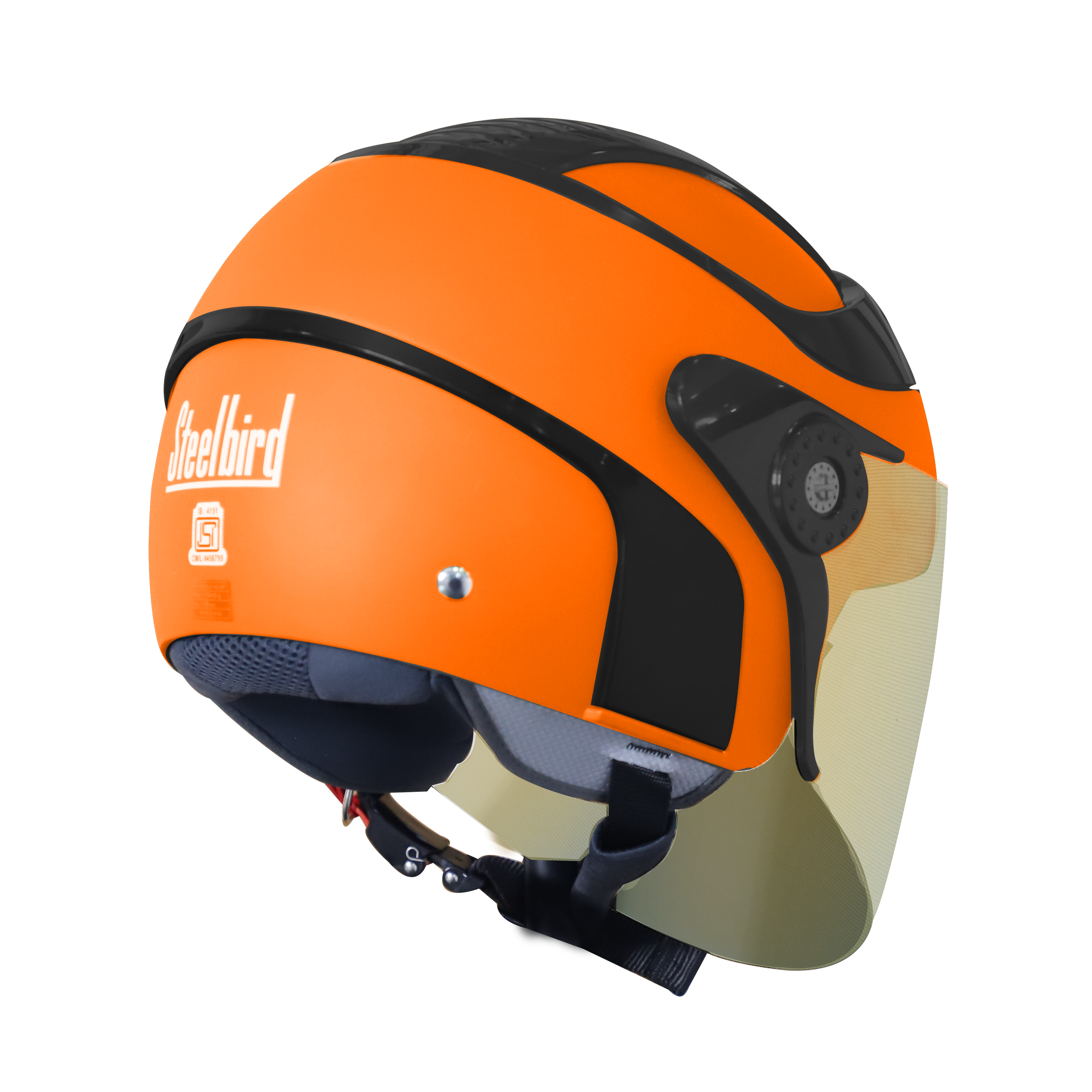 SB-29 AER GLOSSY FLUO ORANGE WITH BLACK ( FITTED WITH CLEAR VISOR WITH EXTRA GOLD CHROME VISOR FREE)