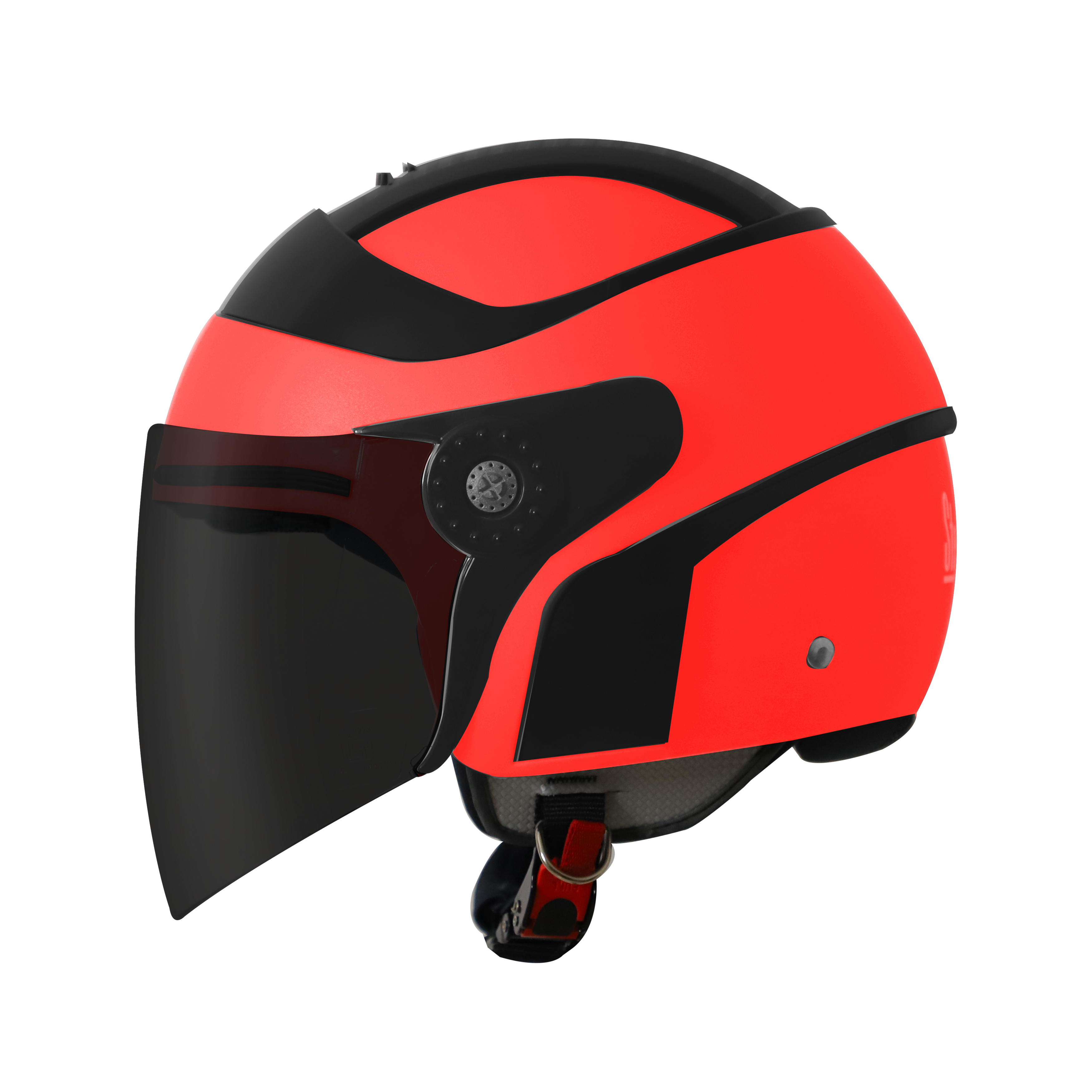 SB-29 AER GLOSSY FLUO RED WITH BLACK ( FITTED WITH CLEAR VISOR WITH EXTRA SMOKE VISOR FREE)