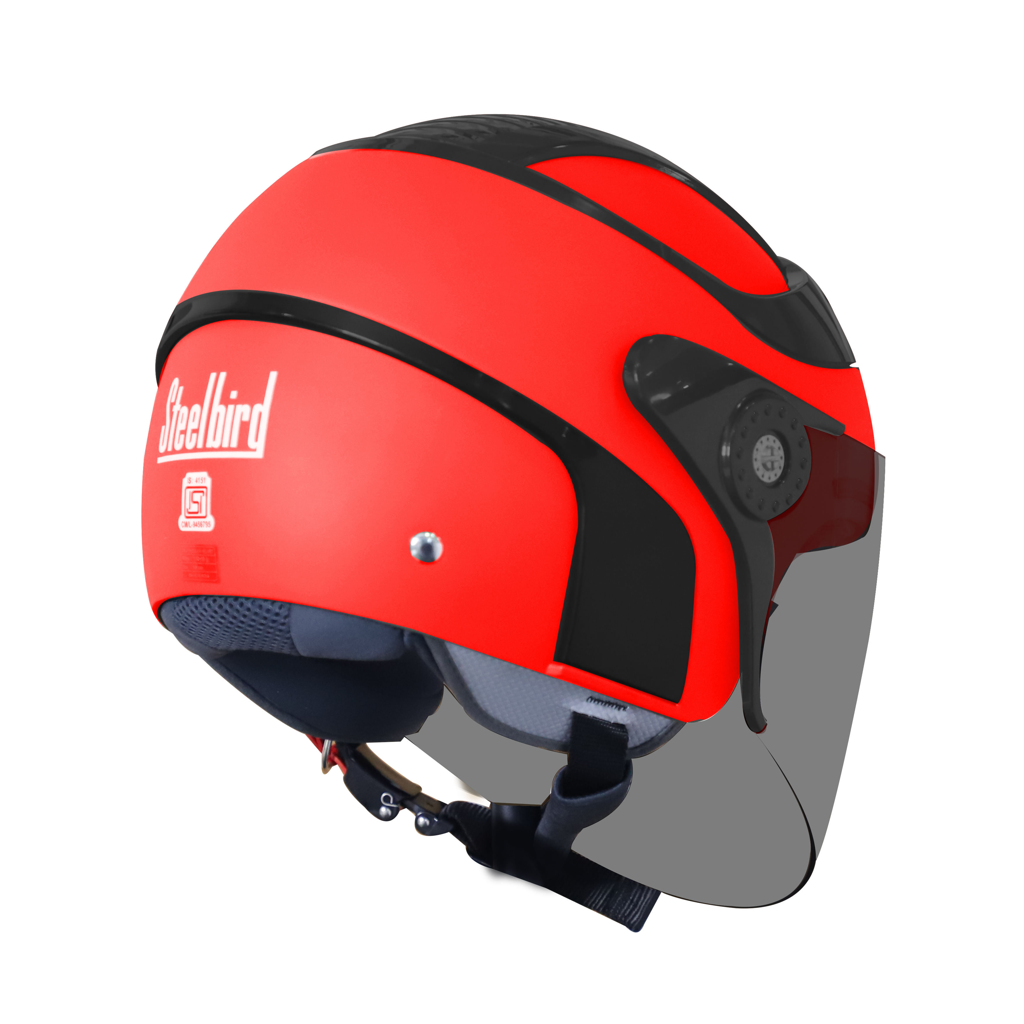 SB-29 AER GLOSSY FLUO RED WITH BLACK ( FITTED WITH CLEAR VISOR WITH EXTRA SMOKE VISOR FREE)