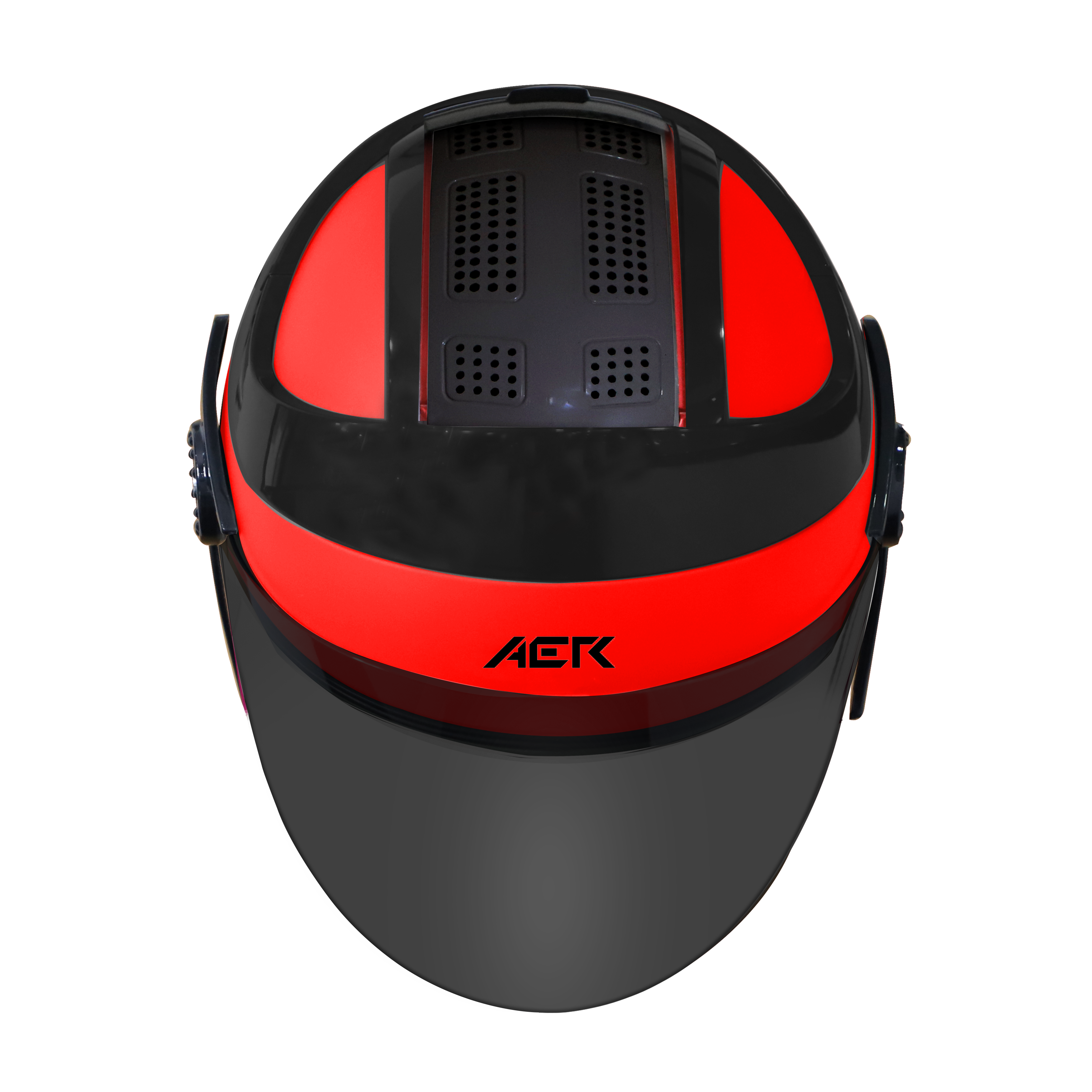 SB-29 AER GLOSSY FLUO RED WITH BLACK ( FITTED WITH CLEAR VISOR WITH EXTRA SMOKE VISOR FREE)