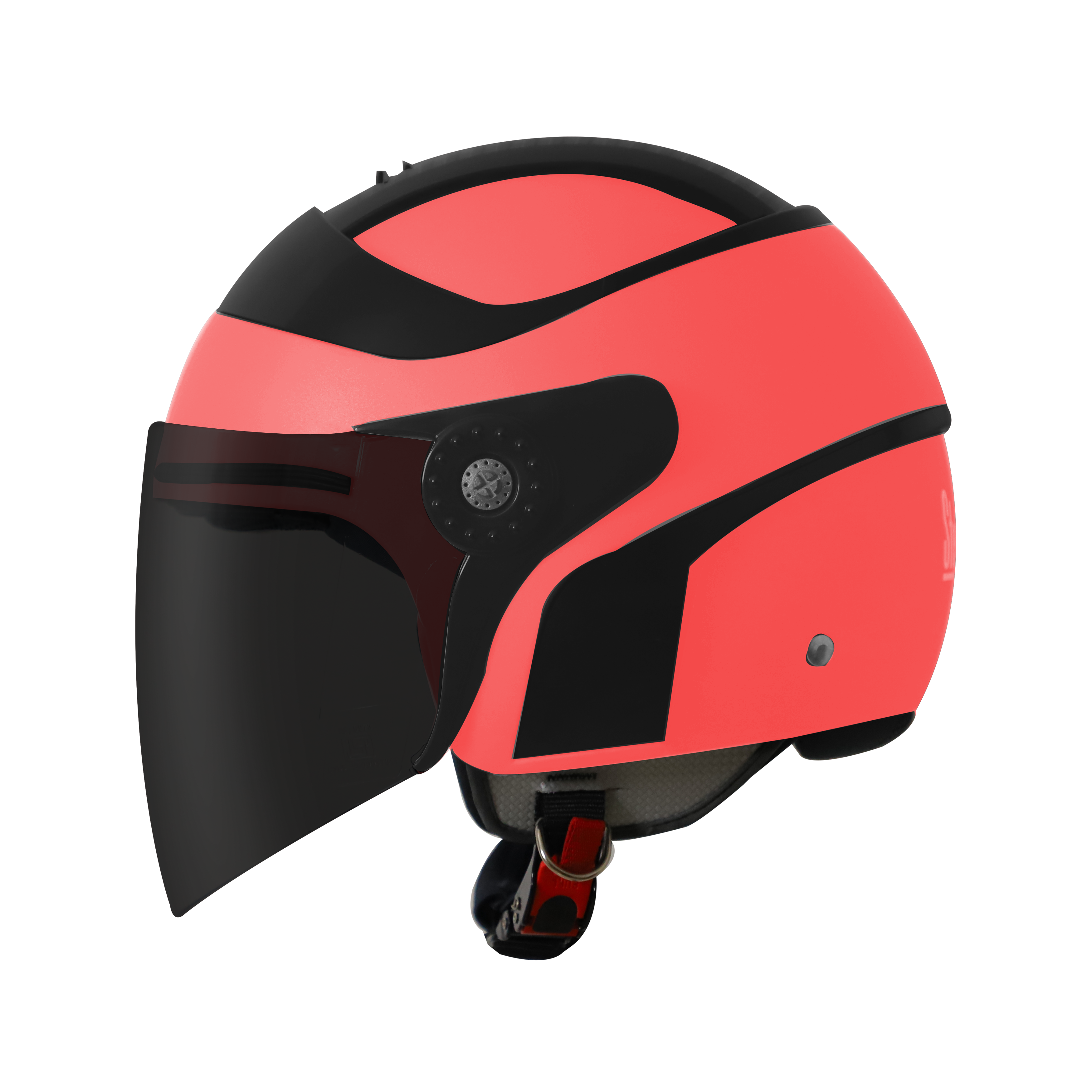 SB-29 AER GLOSSY FLUO WATERMELON  WITH BLACK ( FITTED WITH CLEAR VISOR WITH EXTRA SMOKE VISOR FREE)