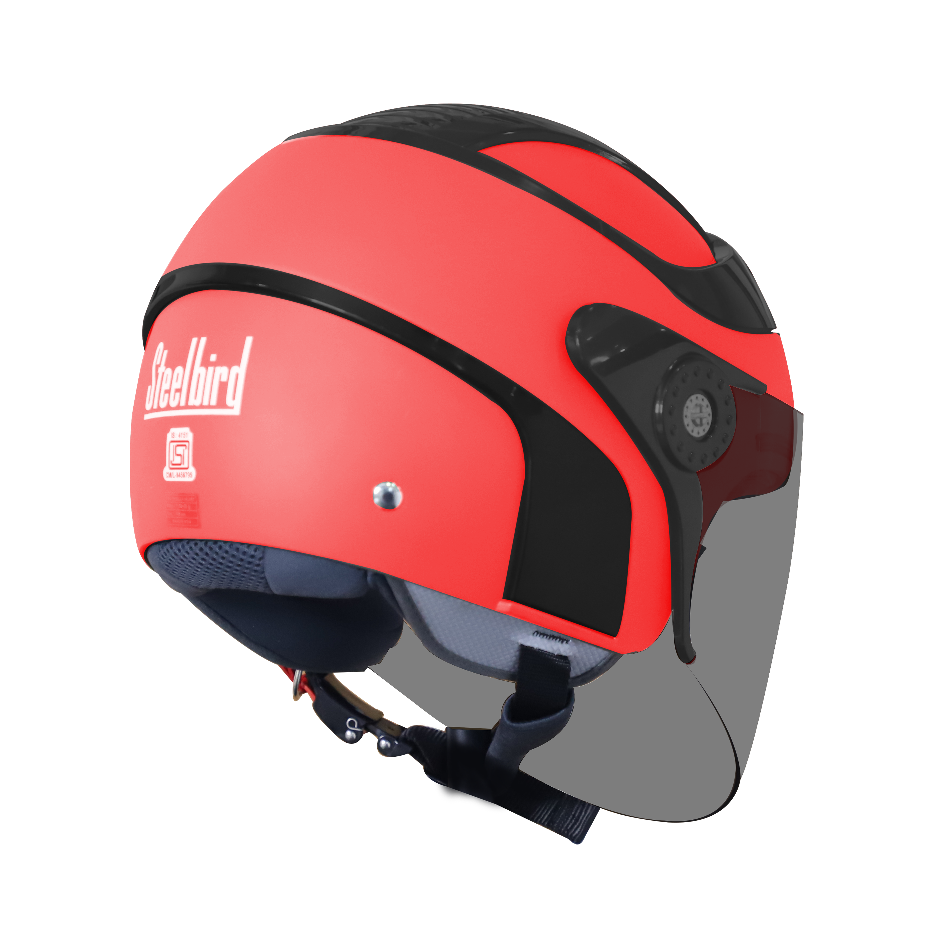 SB-29 AER GLOSSY FLUO WATERMELON  WITH BLACK ( FITTED WITH CLEAR VISOR WITH EXTRA SMOKE VISOR FREE)